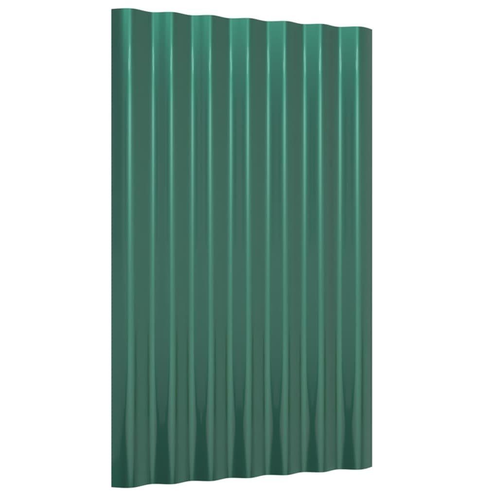 vidaXL Dachschindeln 60 x 36 cm Dachpaneele 12 Stk Pulverbeschichteter Stahl Grün 60x36 cm