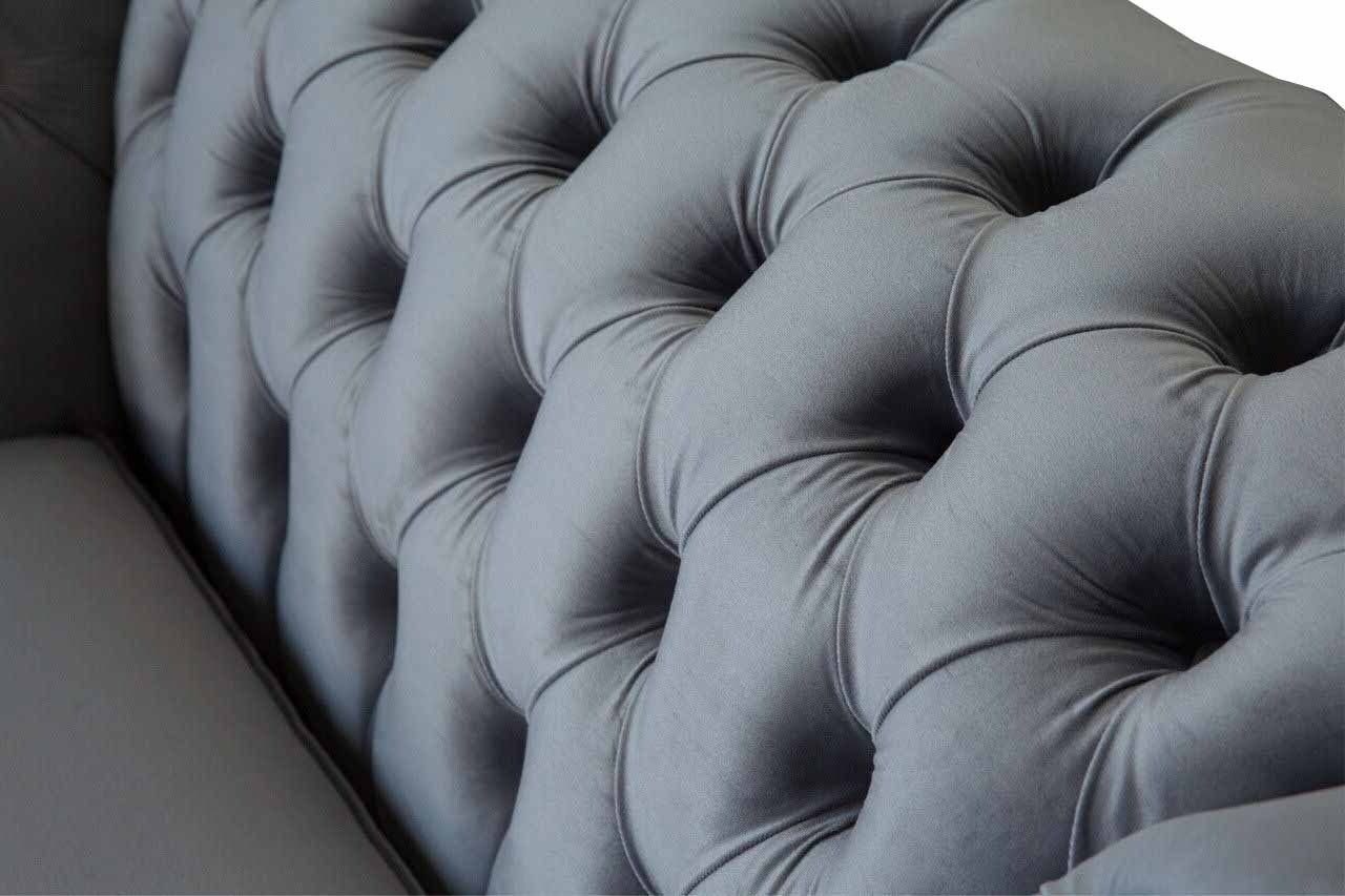 Lounge Sofa Made Sessel Textil Couchen Couch In Sessel Sofas JVmoebel Chesterfield Stoff Grau, Europe