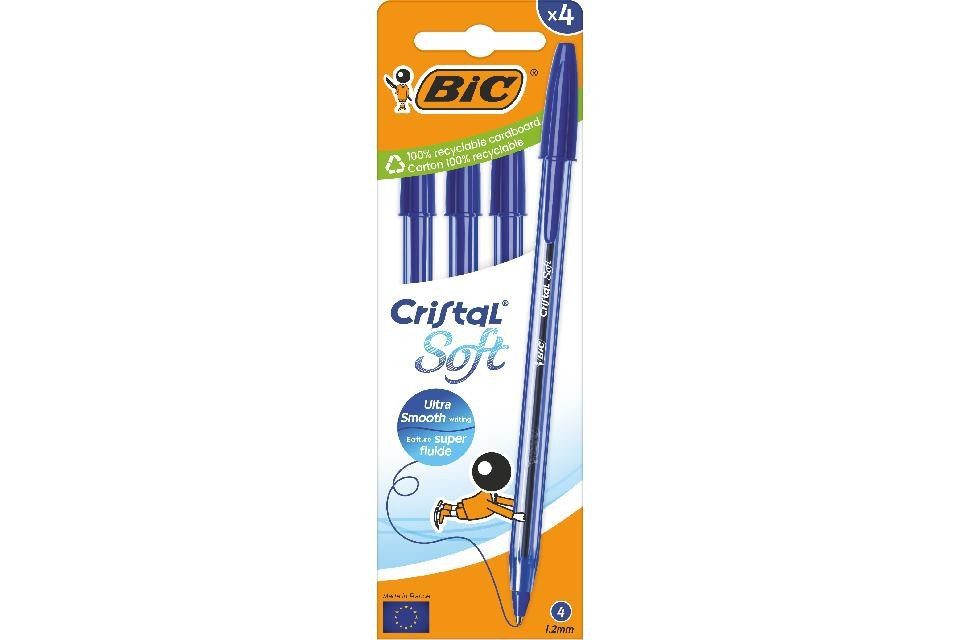 BIC Kugelschreiber BIC Kugelschreiber Cristal Soft 0.45mm blau, 4er Set
