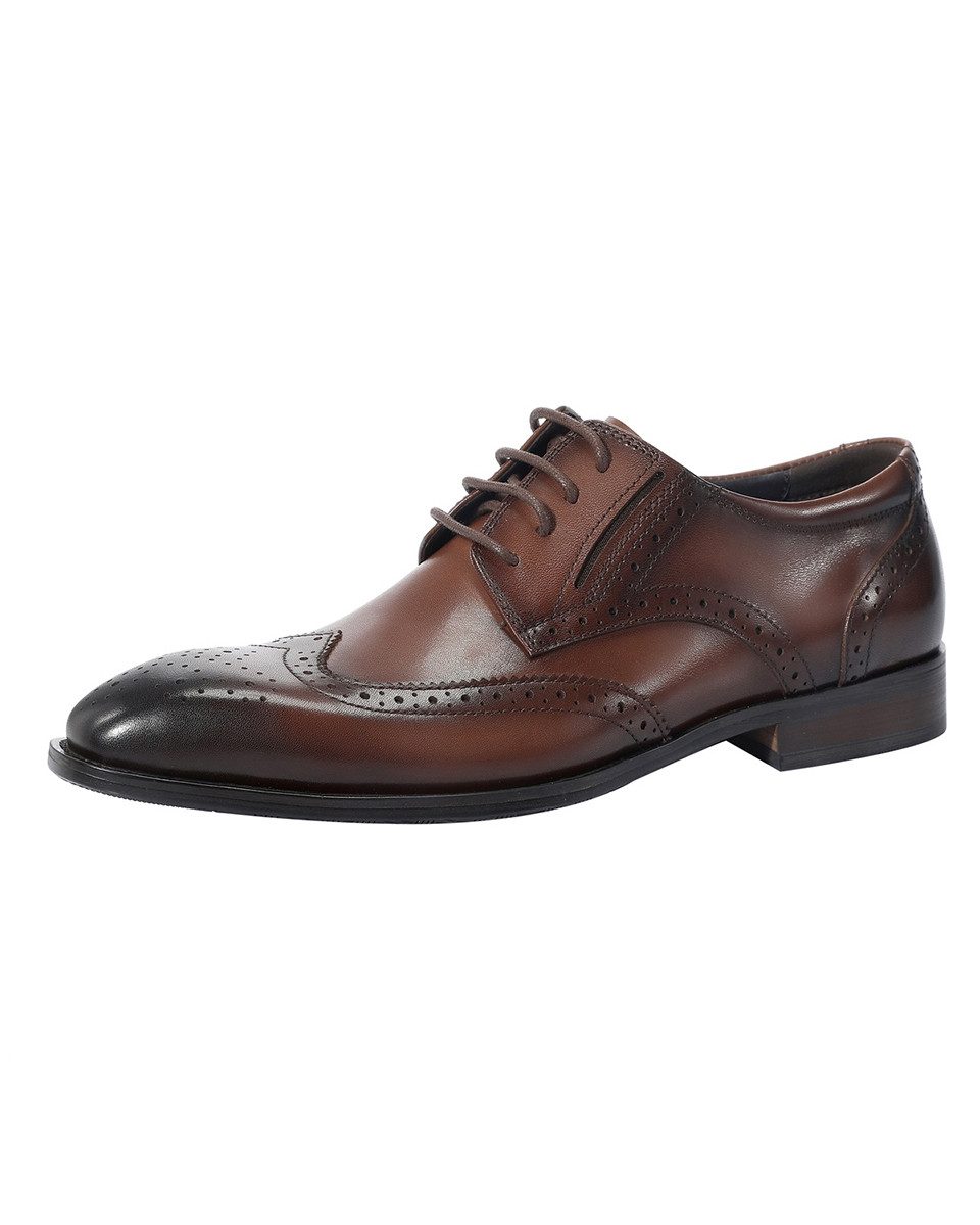 Allthemen Herren Schnürschuhe aus Echtleder mit Brogue Verzierungen Business Schnürschuh echtleder Spitzschuh Herren, Business Freizeitschuhe, mit Gummisohle