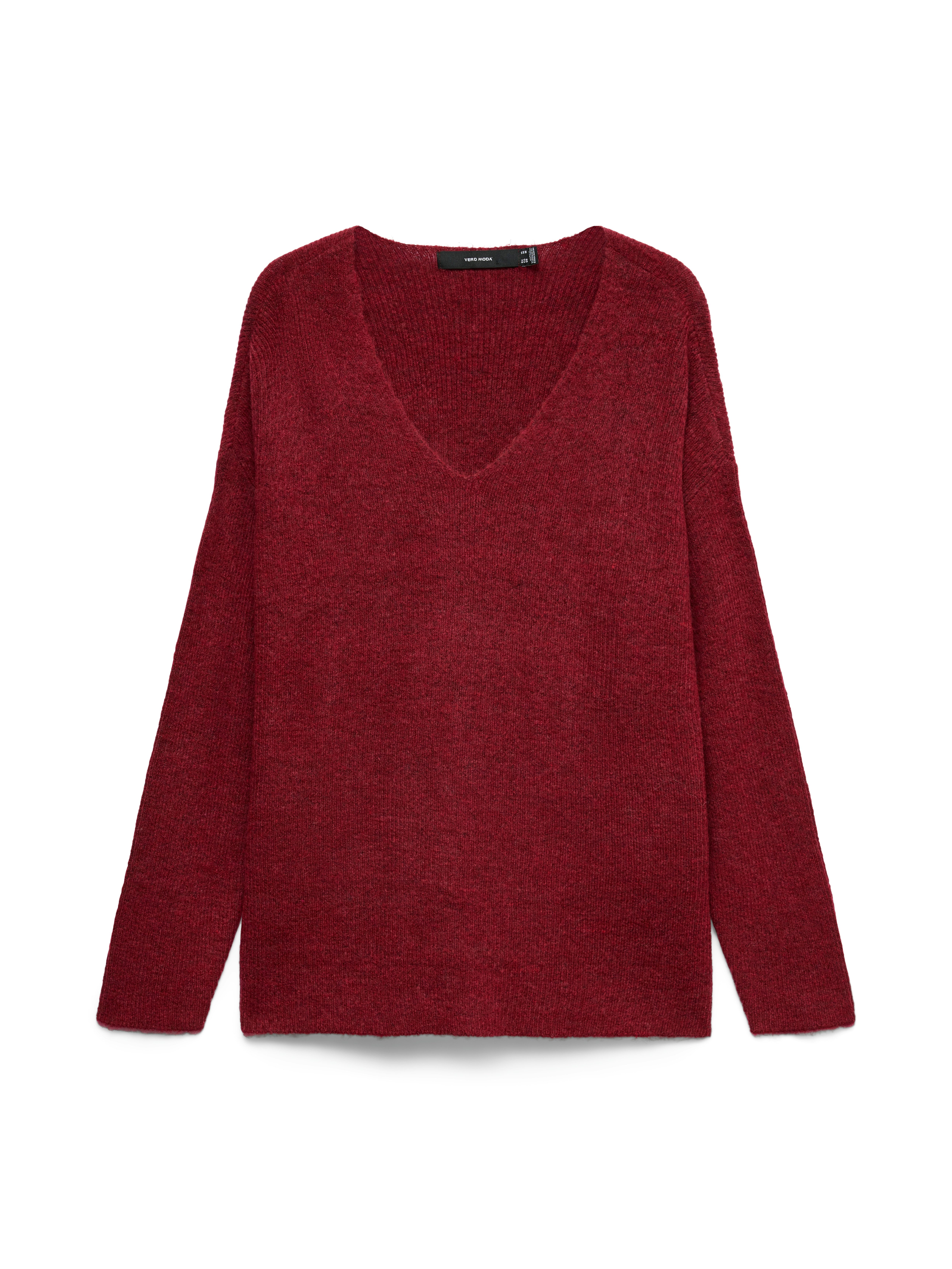 Vero Moda V-Ausschnitt-Pullover VMCREWLEFILE LS V-NECK BLOUSE NOOS Materialmix, loose fit