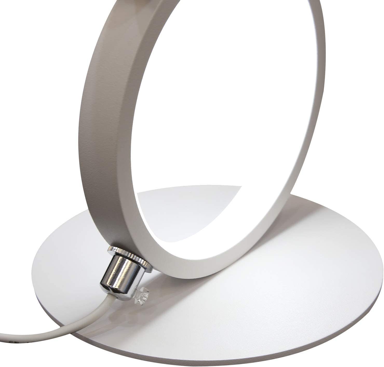 ZMH LED Ring LED Dimmbar, warmweiß-kaltweiß, Nachtlampe, 1x weiß integriert, Modern fest Deko Aluminium Weiß Nachttischlampe Tischleuchte
