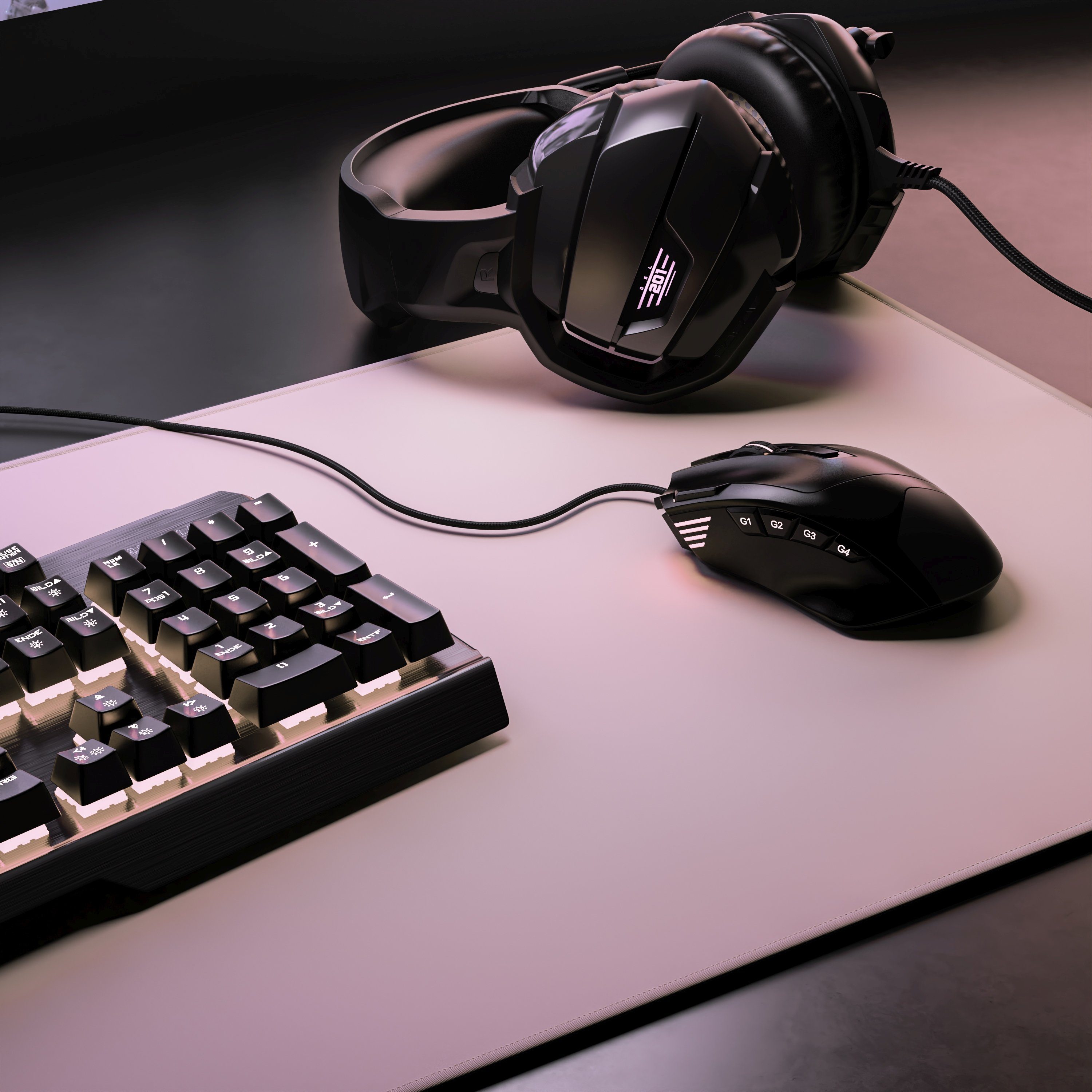 CSL Gaming Mauspad XXL Speed Mousepad 900 x 400 x 3 mm, große Tischunterlage (1-St), rutschfest, abwaschbar, Geschwindigkeit & Präzision, rosa, Gaming – Bild 4 von 5