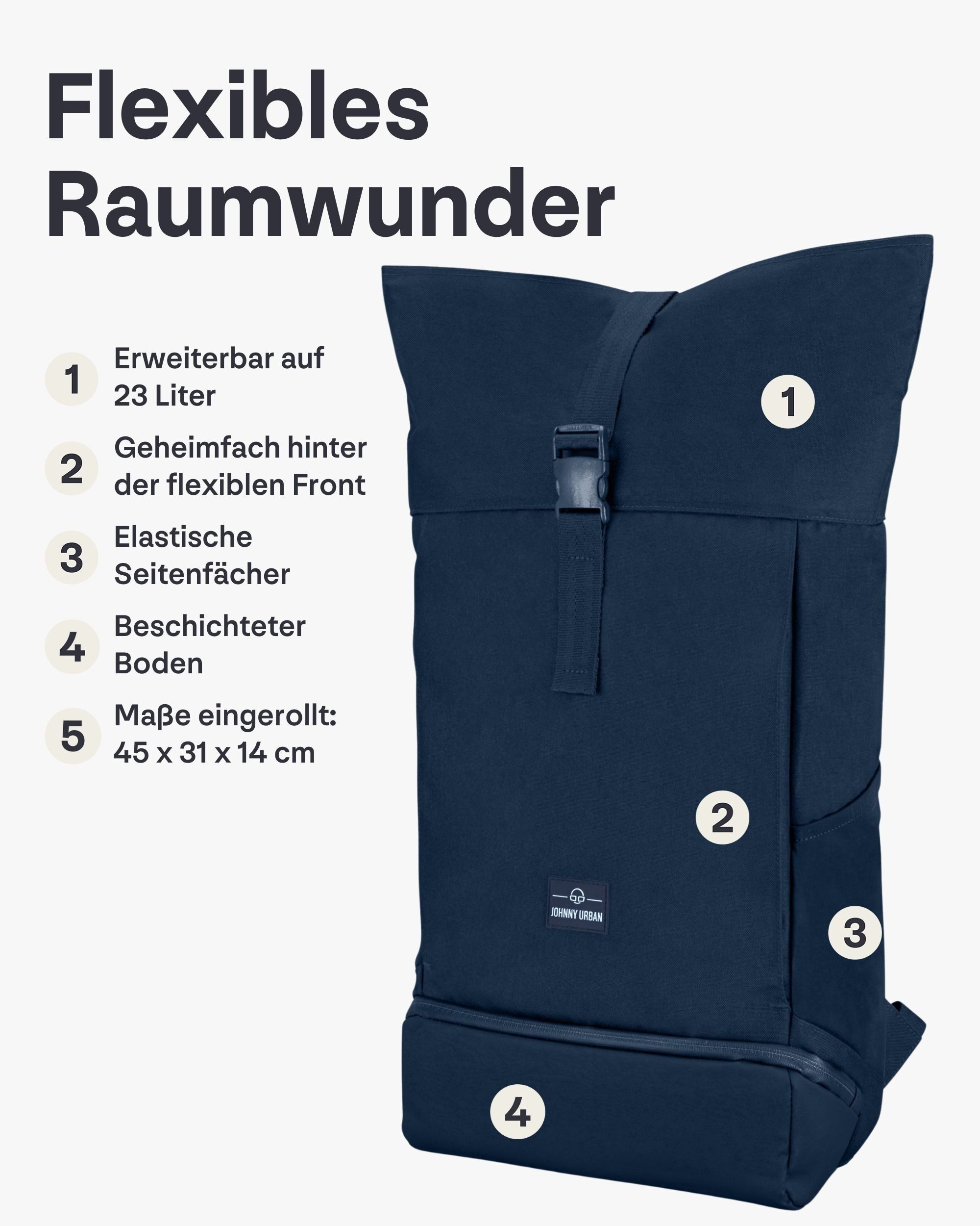 Johnny Urban Cityrucksack Allen Large Rolltop mit Laptopfach (1-tlg), Wasserabweisend