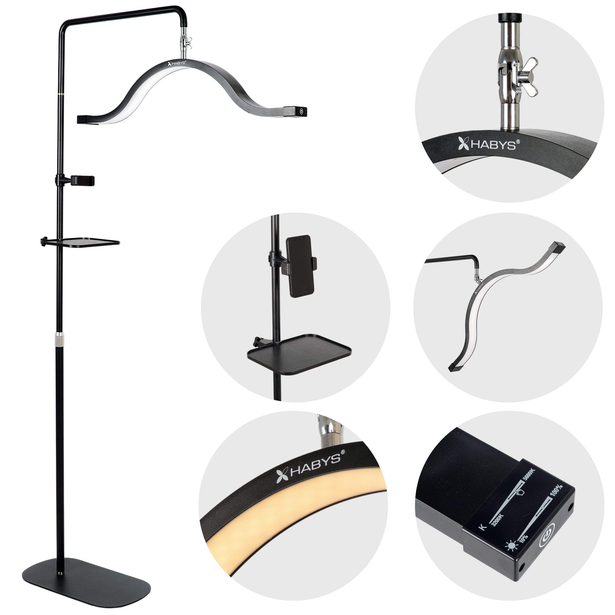 Habys Massageliege VENA LED-Kosmetiklampe 45W für Wimpern Augenbrauenstyling Make-up