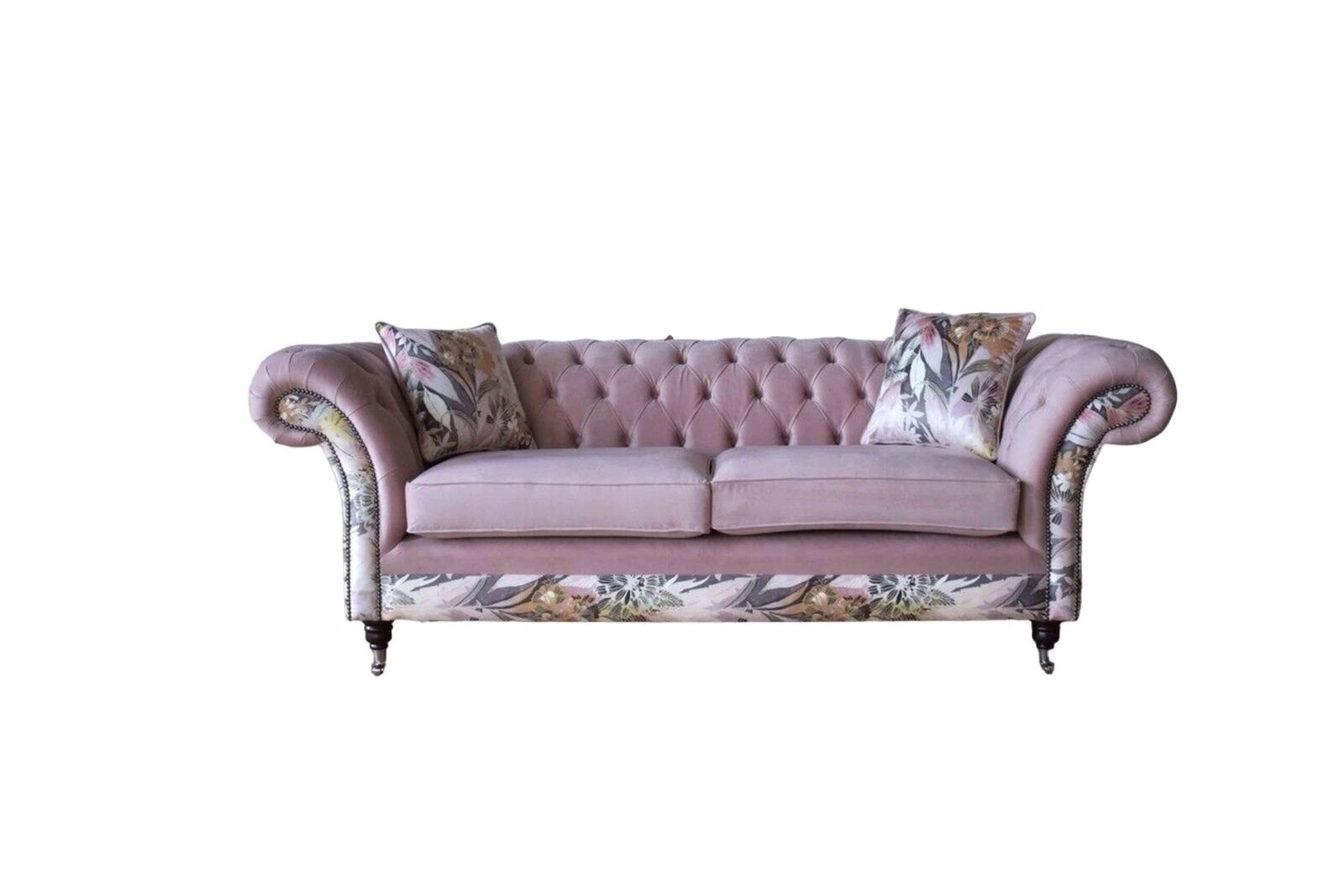 JVmoebel Sofa Rosa Chesterfield Dreisitzer Rosa Sofa 3 Sitzer Couch Design,  Made in Europe