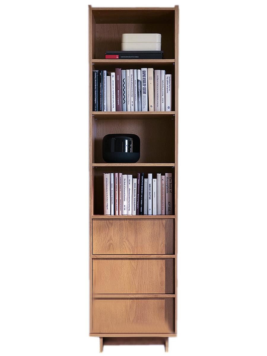 Compleo Bücherregal schmal, Breite: 50 cm, Regal mit 3 Schubladen KELLOS, Eiche Karamell
