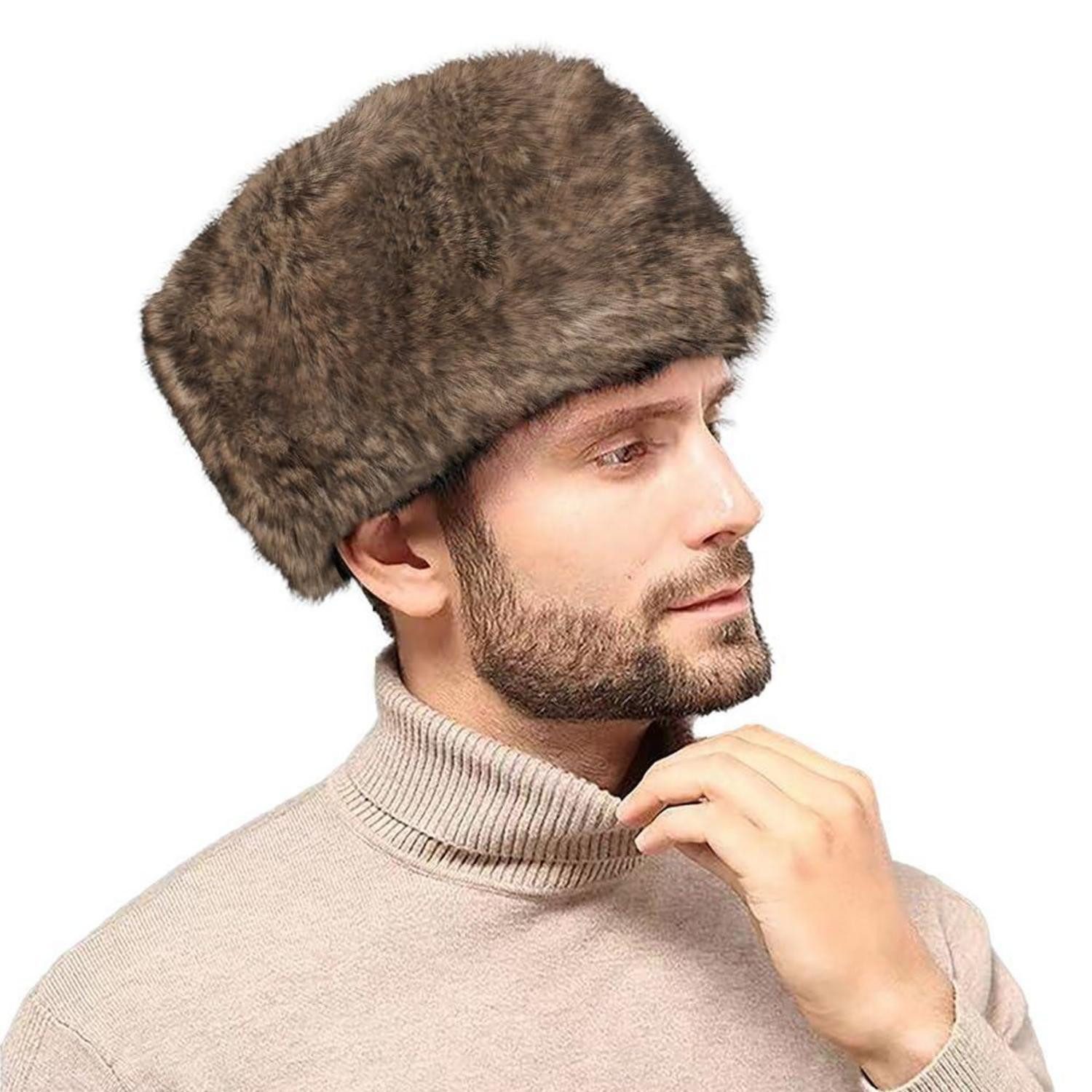 LuxusKollektion Fellimitatmützen Wintermütze Herren Kunstfell warm gelb (1-St)