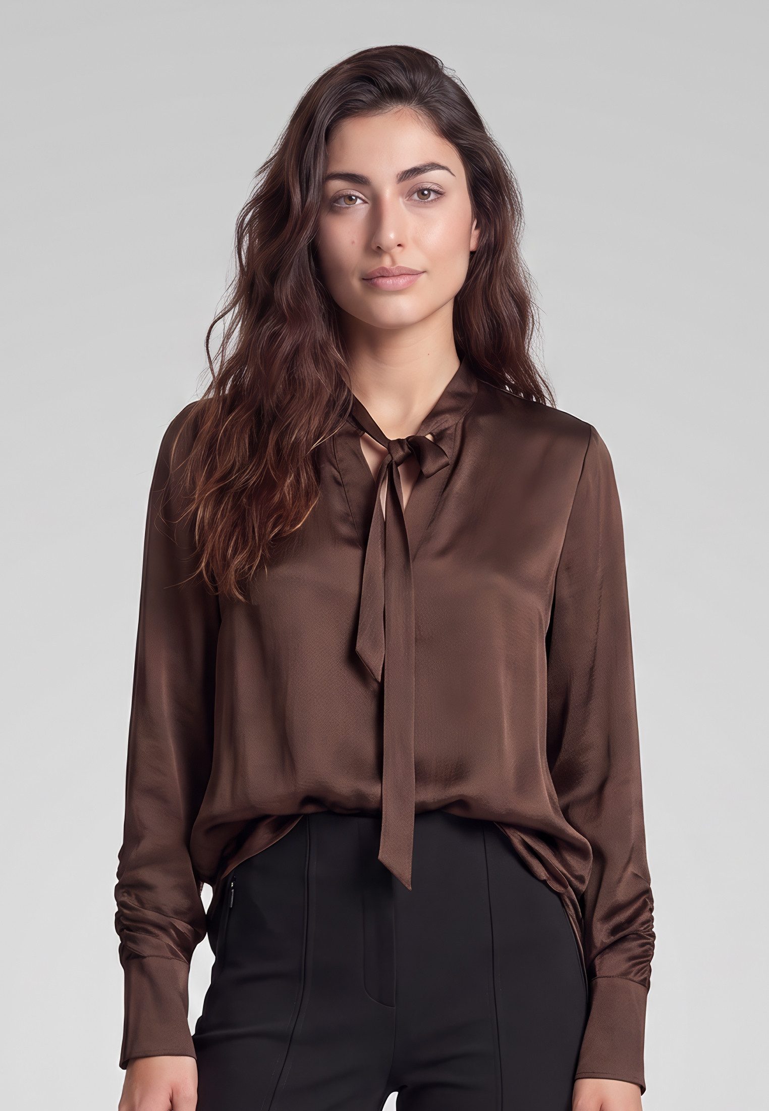 MARC AUREL Schluppenbluse mit Raffdetails
