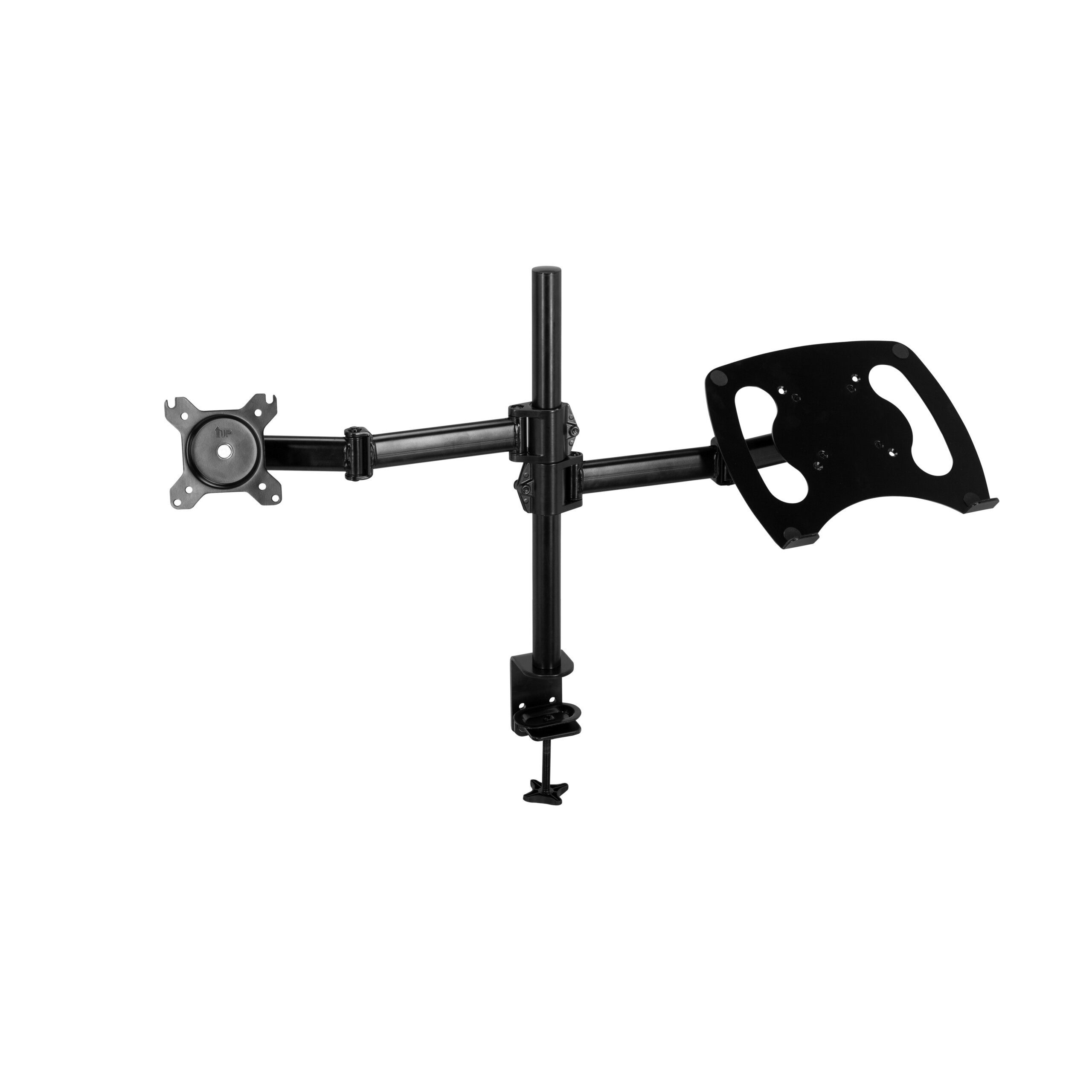 hjh OFFICE Monitor-Halterung Monitorhalterung Vm-Mh2 Stahl, (bis 32 Zoll, Monitorarm inkl. Laptopablage, schwenkbar, neigbar und 360° drehbar)