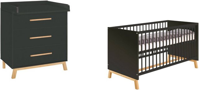 Schardt Babymöbel-Set »Sienna Black«, (Spar-Set, 2-St), mit Kinderbett und Wickelkommode, Made in Germany-Otto