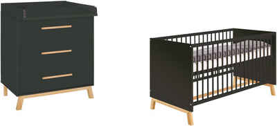 Schardt Babymöbel-Set »Sienna Black«, (Spar-Set, 2-St., Kinderbett, Wickelkommode), mit Kinderbett und Wickelkommode; Made in Germany