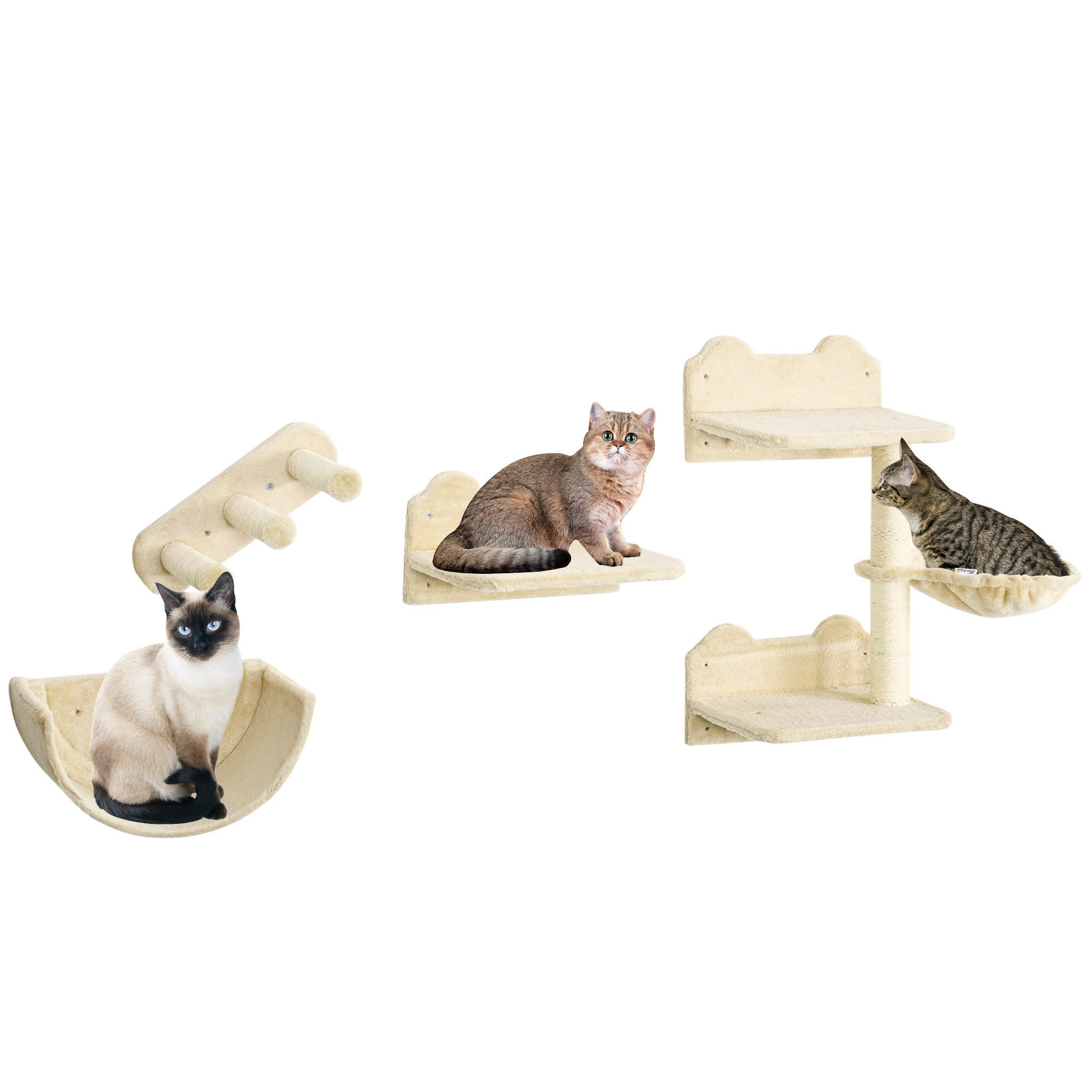 PawHut Katzen-Kletterwand 4 tlg. mit Kaztentreppe, günstig online kaufen