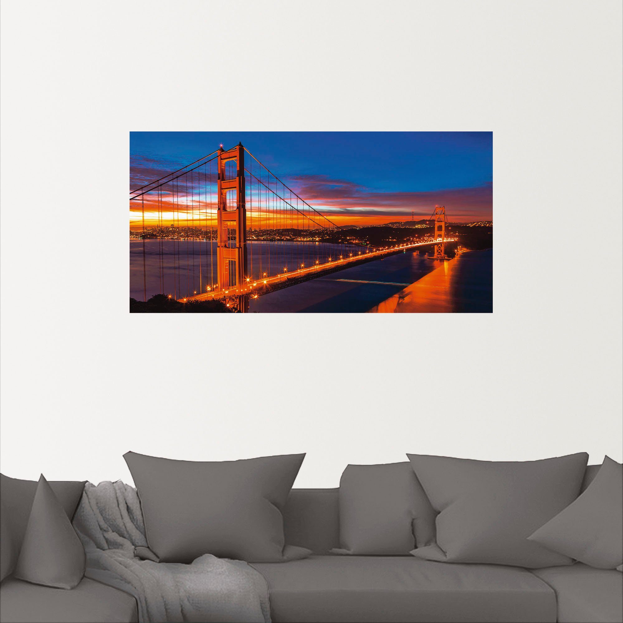 Leinwandbild, oder Bridge Wandaufkleber Poster St), Alubild, Größen am Wandbild versch. frühen in The Brücken (1 Morgen, Golden Gate als Artland