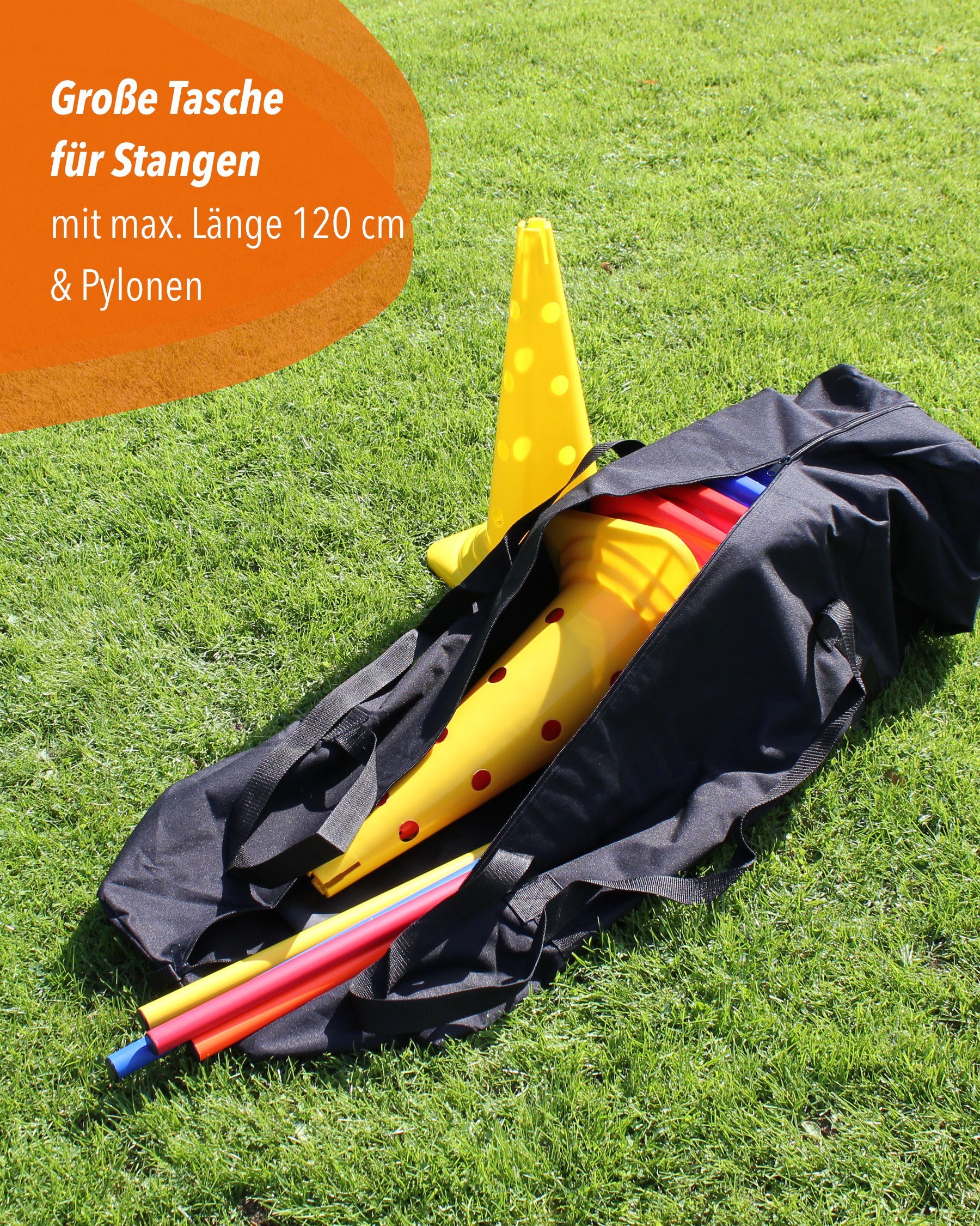 SPORTIKEL24 Sporttasche Tasche für Kombi Kegelhürde 50 und Stange bis 120 cm