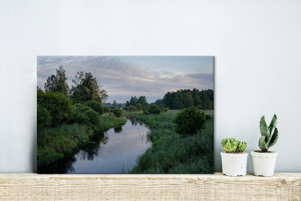 in Wandbild in cm Leinwandbild Polen, 30x20 Narewka Nähe der (1 Aufhängefertig, Fluss Leinwandbilder, des Wanddeko, Białowieża-Waldes St), Der OneMillionCanvasses®