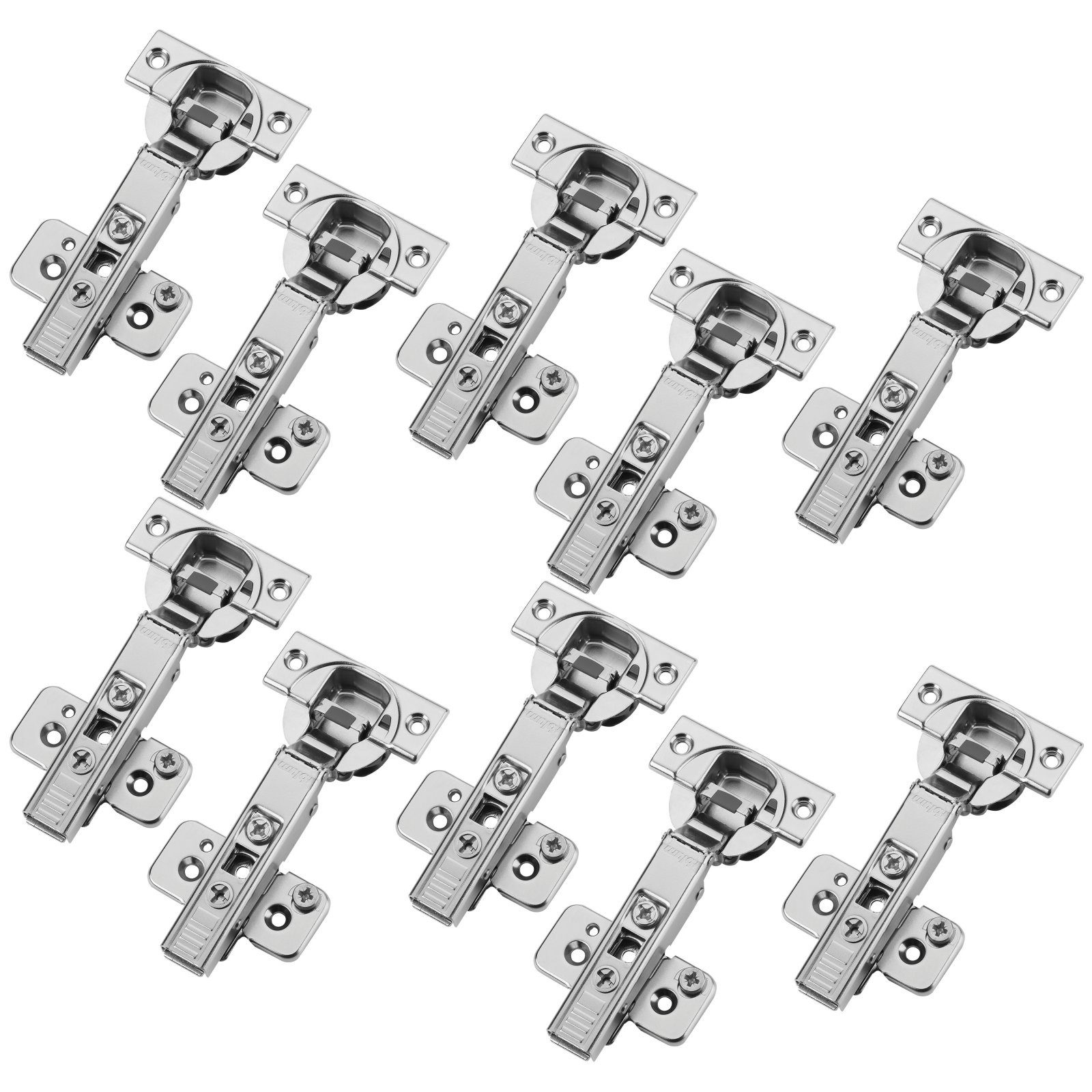 blum Möbelbeschlag Topfband Schrankscharnier 110° mit Schließautomatik (Spar-Set, 10 St), Eckanschlag 71B3550, inkl. Montageplatte 173H7100