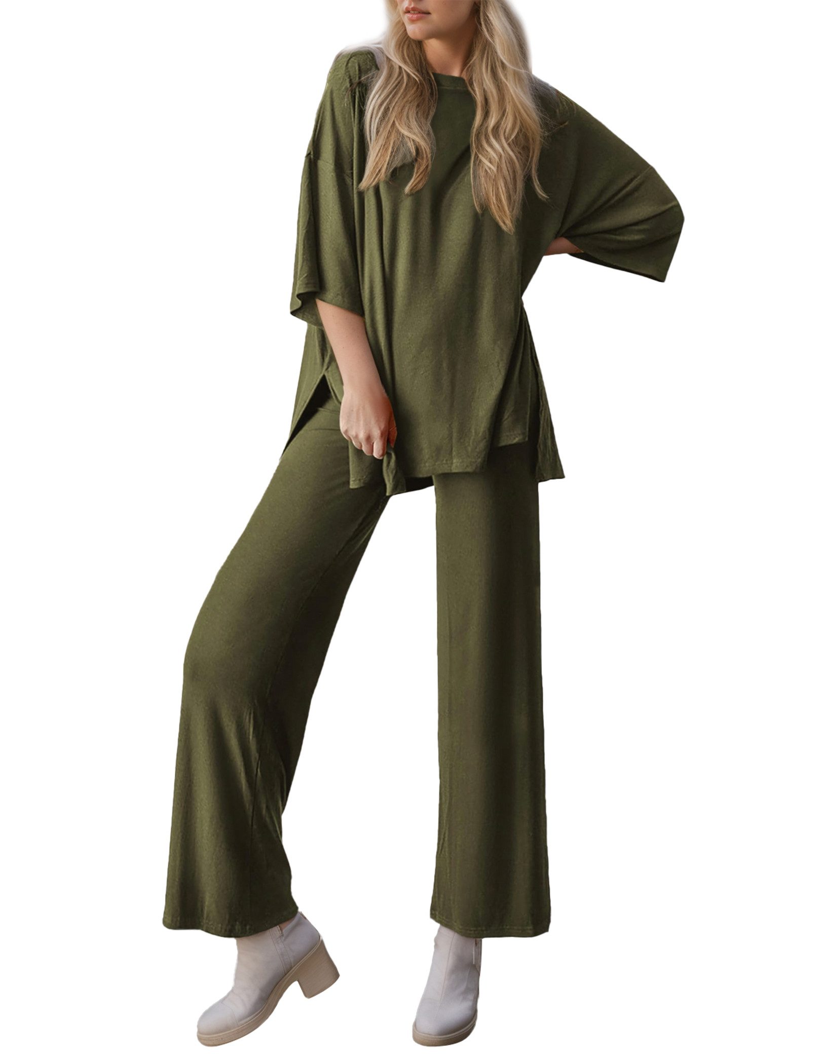 LUCKZON Pyjama Zweiteiler für Damen vorder günstig online kaufen