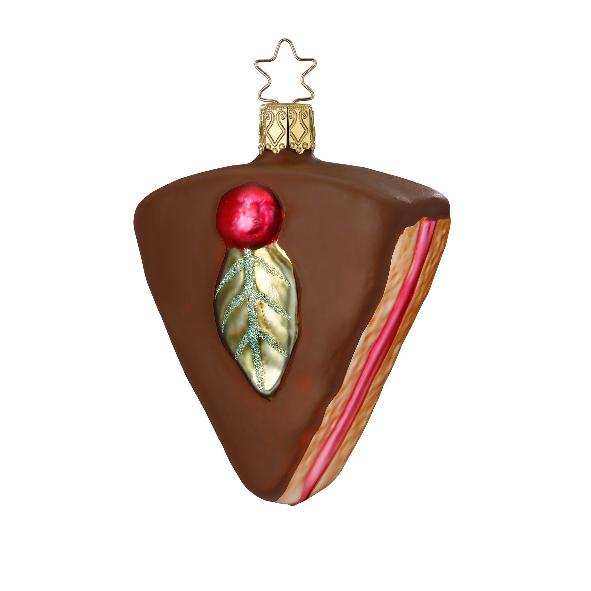 INGE-GLAS® Christbaumschmuck, Christbaumschmuck Schokoladentorte 9cm Glas Figur Braun