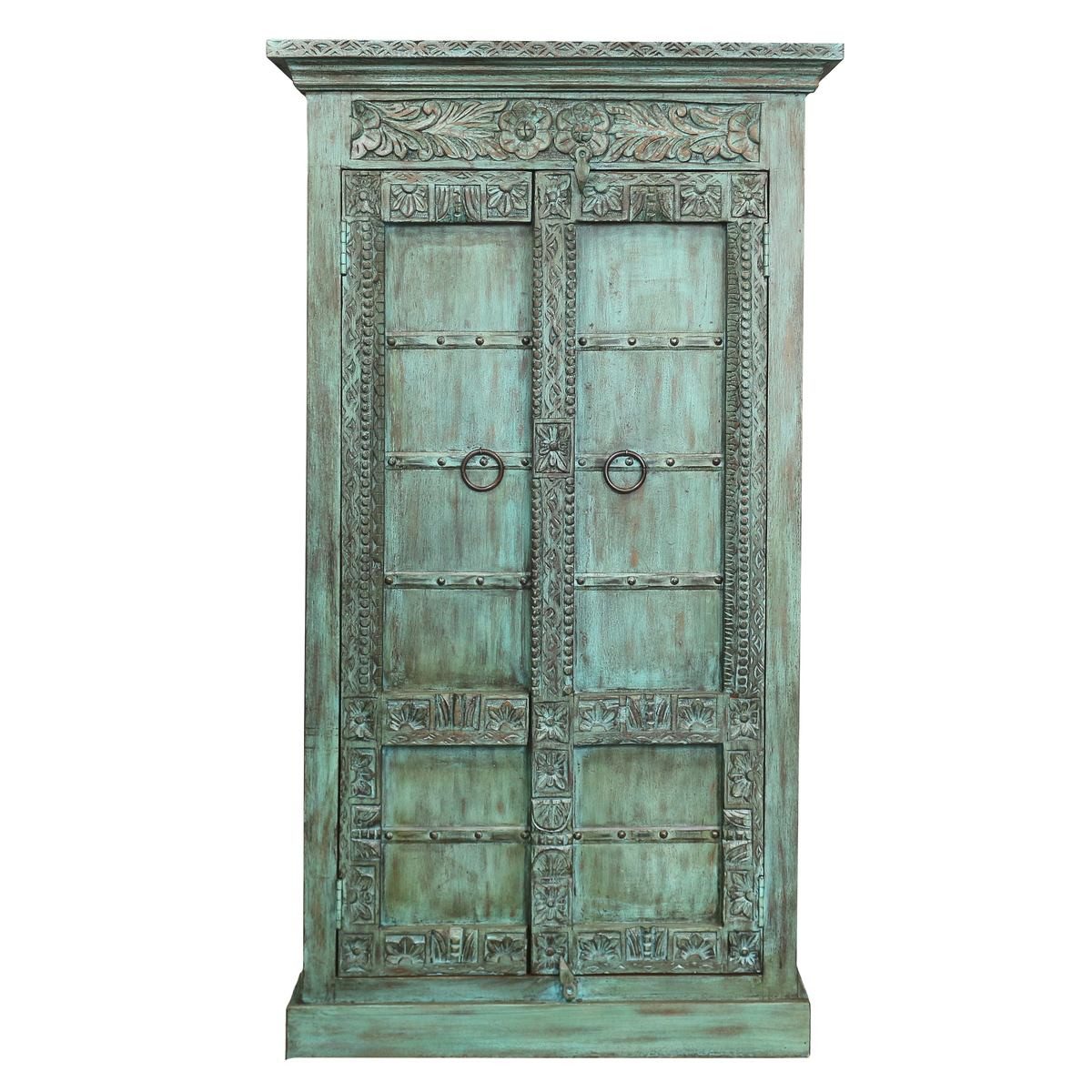 Oriental Galerie Mehrzweckschrank Indischer Schrank Antik Türkis 150 cm