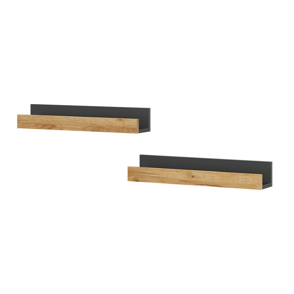 Vicco Bücherregal Tomy, Anthrazit/Goldkraft Eiche, 60 x 10 cm 2er Set günstig online kaufen