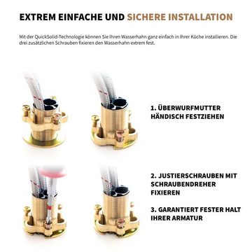 Rosenhahn & Söhne Badarmatur List M - Design Wasserhahn Badezimmer - Armatur Bad [Chrom] - Quick-Connect Anschluss, hoher Auslauf (optimal für Aufsatzbecken)