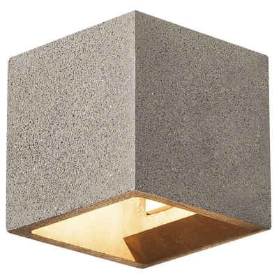 SLV Wandleuchte »Solid Cube Wandleuchte, QT14, schwarzer Sandstein,«, Wandleuchte, Wandlampe, Wandlicht