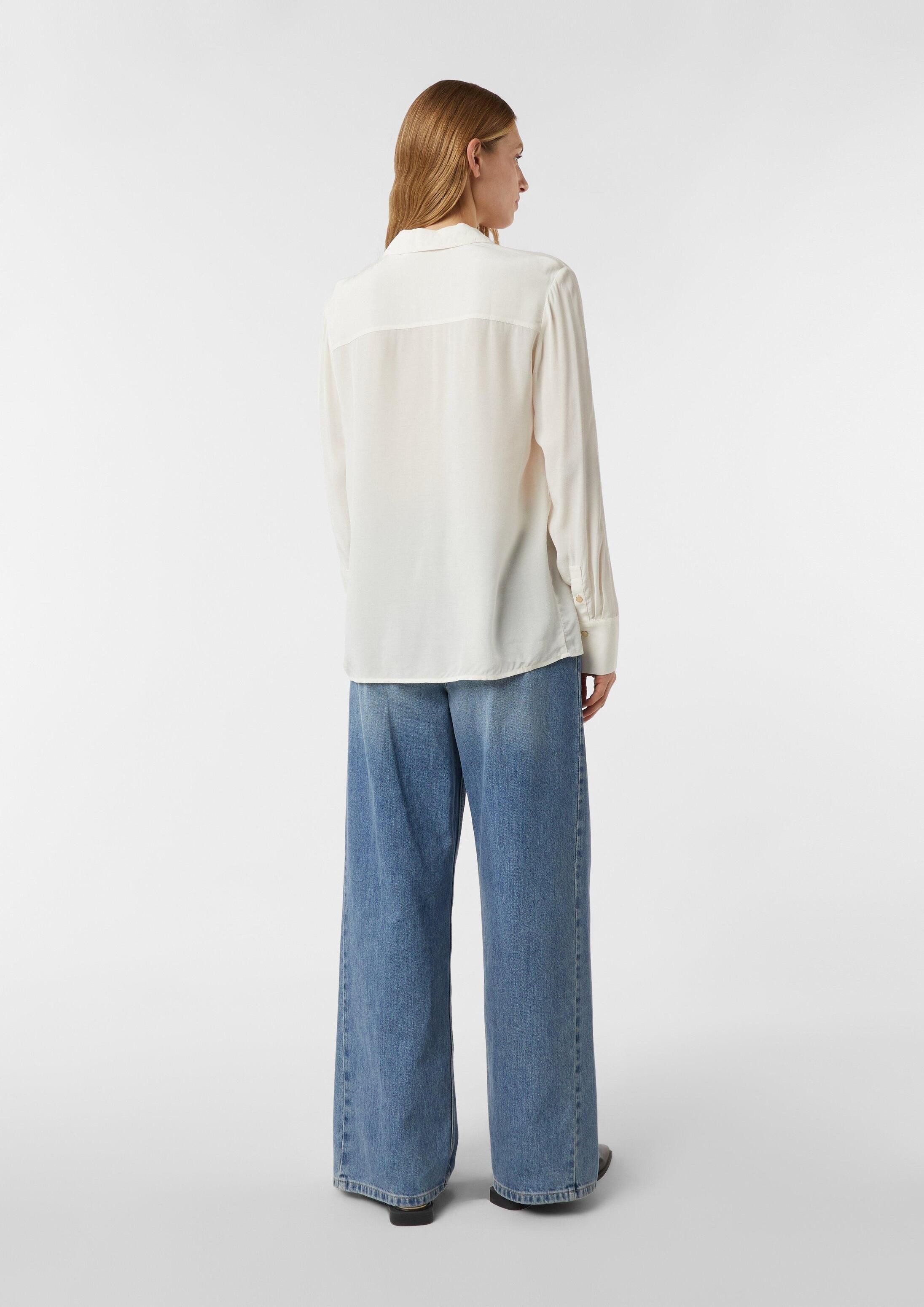 comma Langarmbluse Bluse Semi-transparente Bluse aus Viskose-Crêpe