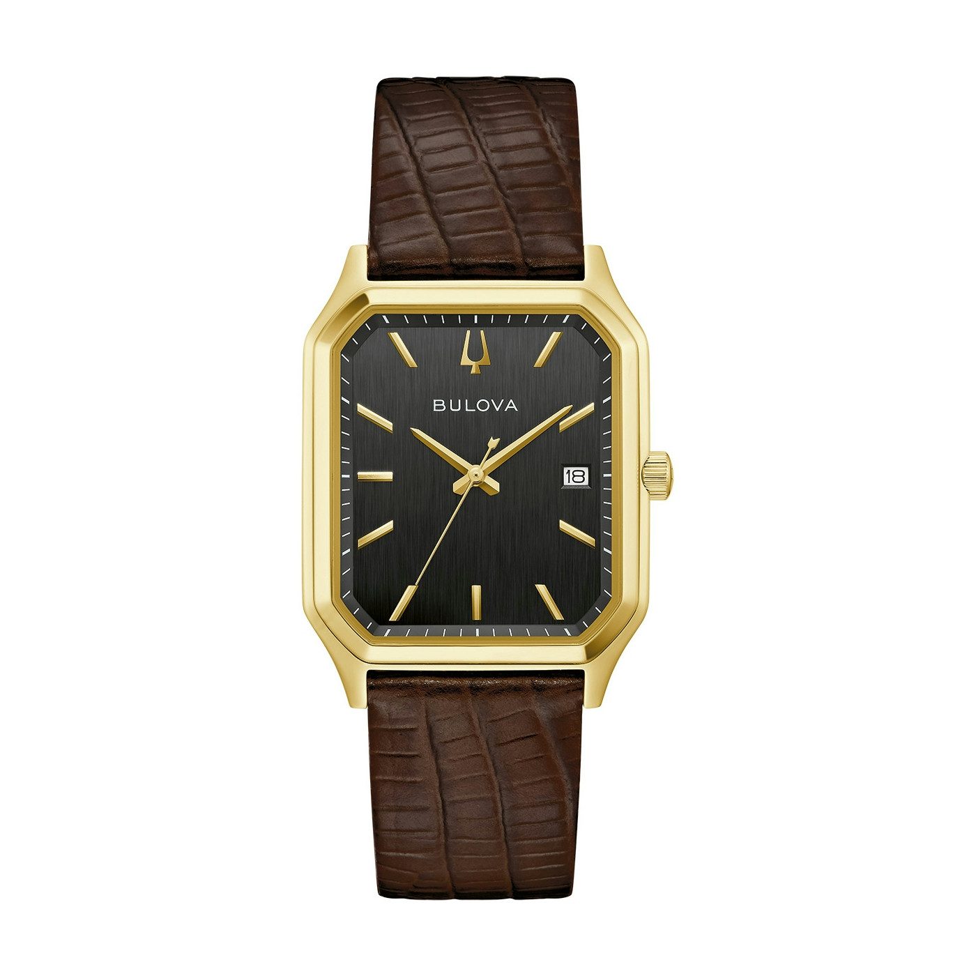 Bulova Quarzuhr Sutton 97B235, Armbanduhr, Damenuhr, Herrenuhr, Lederarmband, analog, Big Date