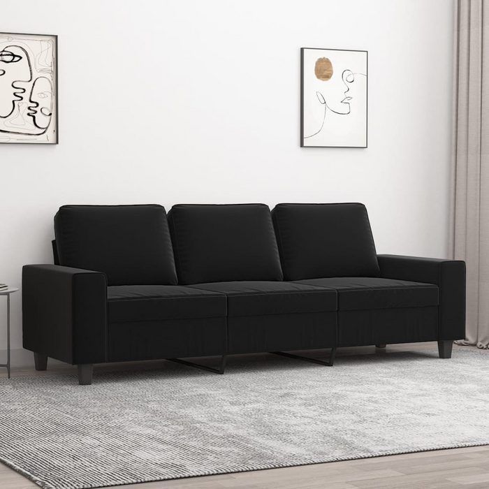 furnicato 3-Sitzer 3-Sitzer-Sofa Schwarz 180 cm Mikrofasergewebe