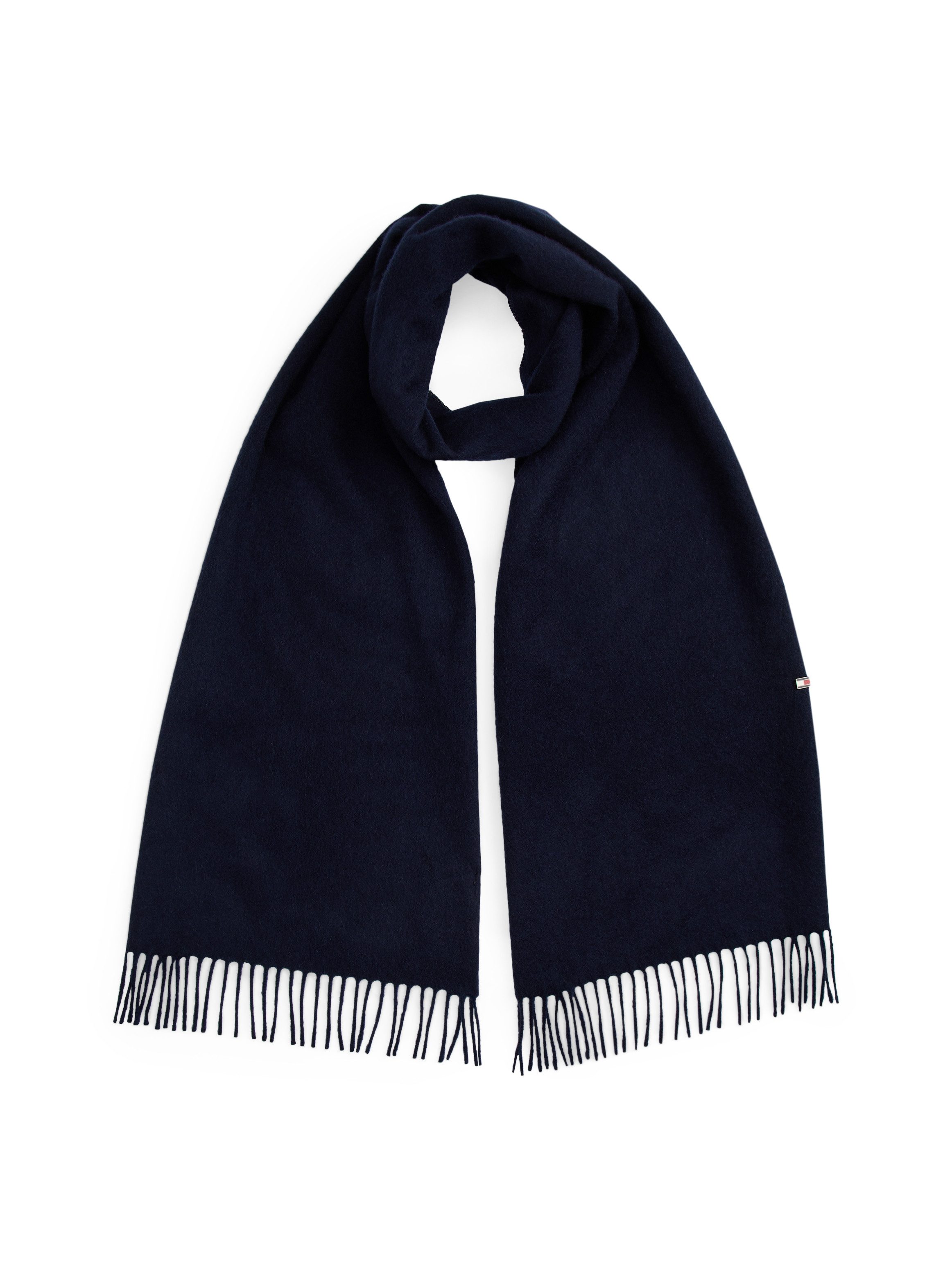 Tommy Hilfiger Schal TH FLAG CASHMERE, unifarben, mit Fransenabschluss