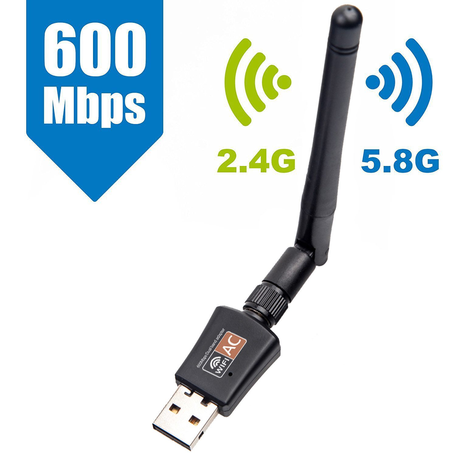 Bolwins C25C 600Mbps USB 2.0 WLAN Adapter Karte LAN für PC Windows MAC Linus Netzwerk-Adapter