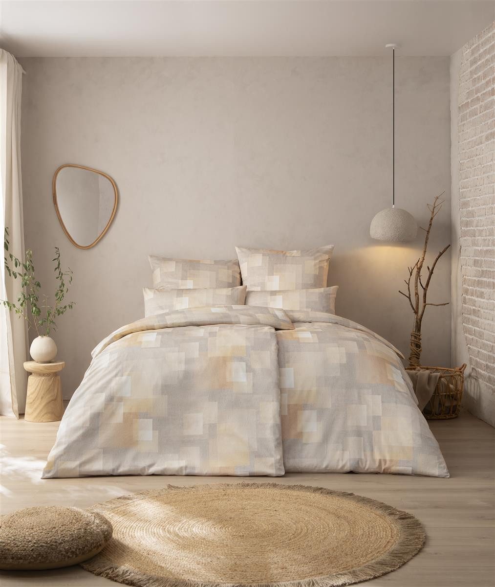 Estella Bettwäsche Mako Satin Silvio 135x200+Kissen 80x80 40x80 Grafisch pe günstig online kaufen