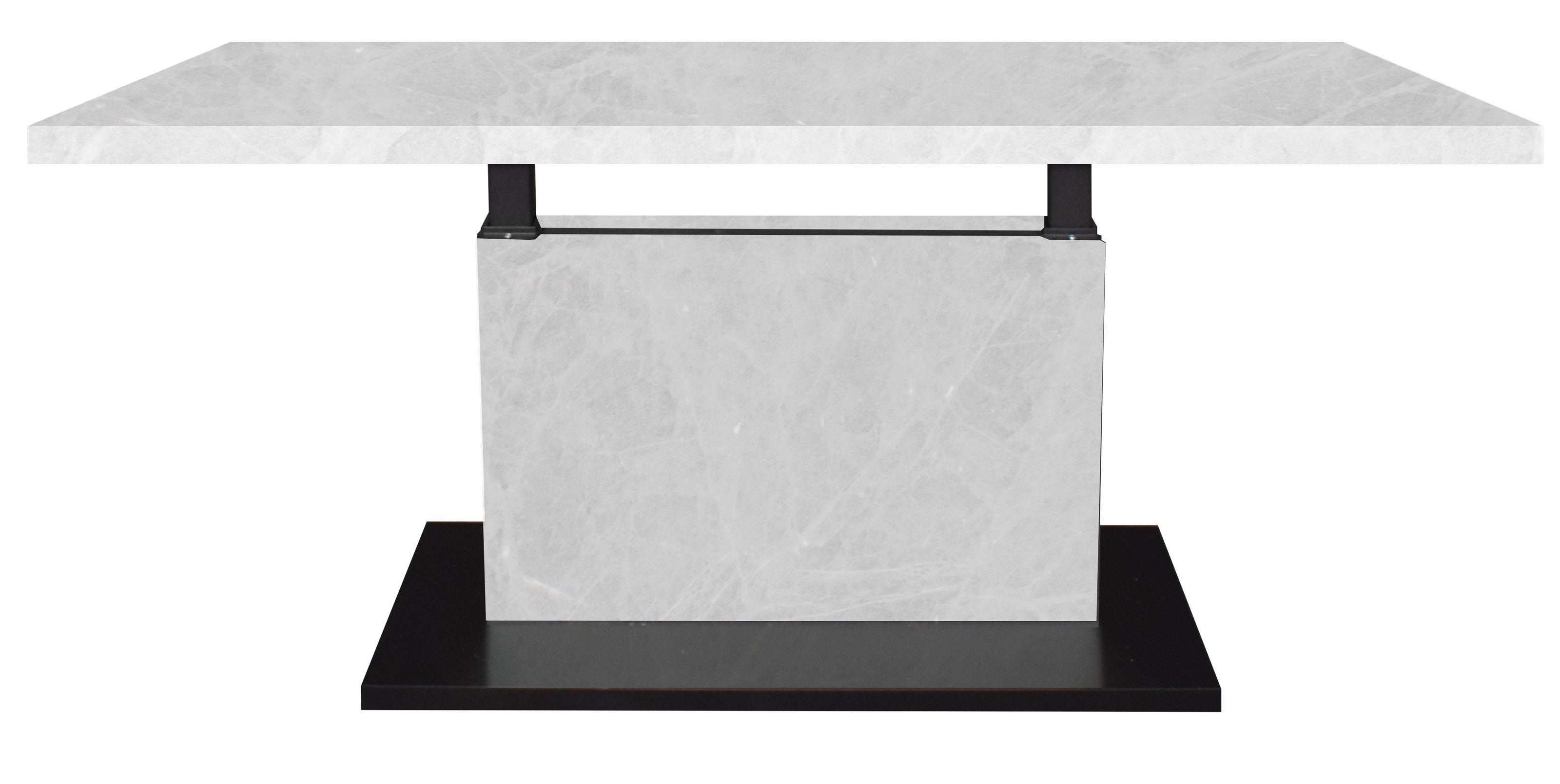 freiraum Couchtisch Lift, höhenverstellbar, keramik optik weiß / schwarz - 120x49/68x70 (BxHxT)