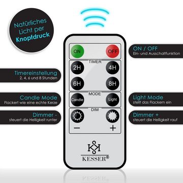 KESSER LED-Kerze, LED Kerzen 3er Set Flammenlose Kerze mit Fernbedienung Timer