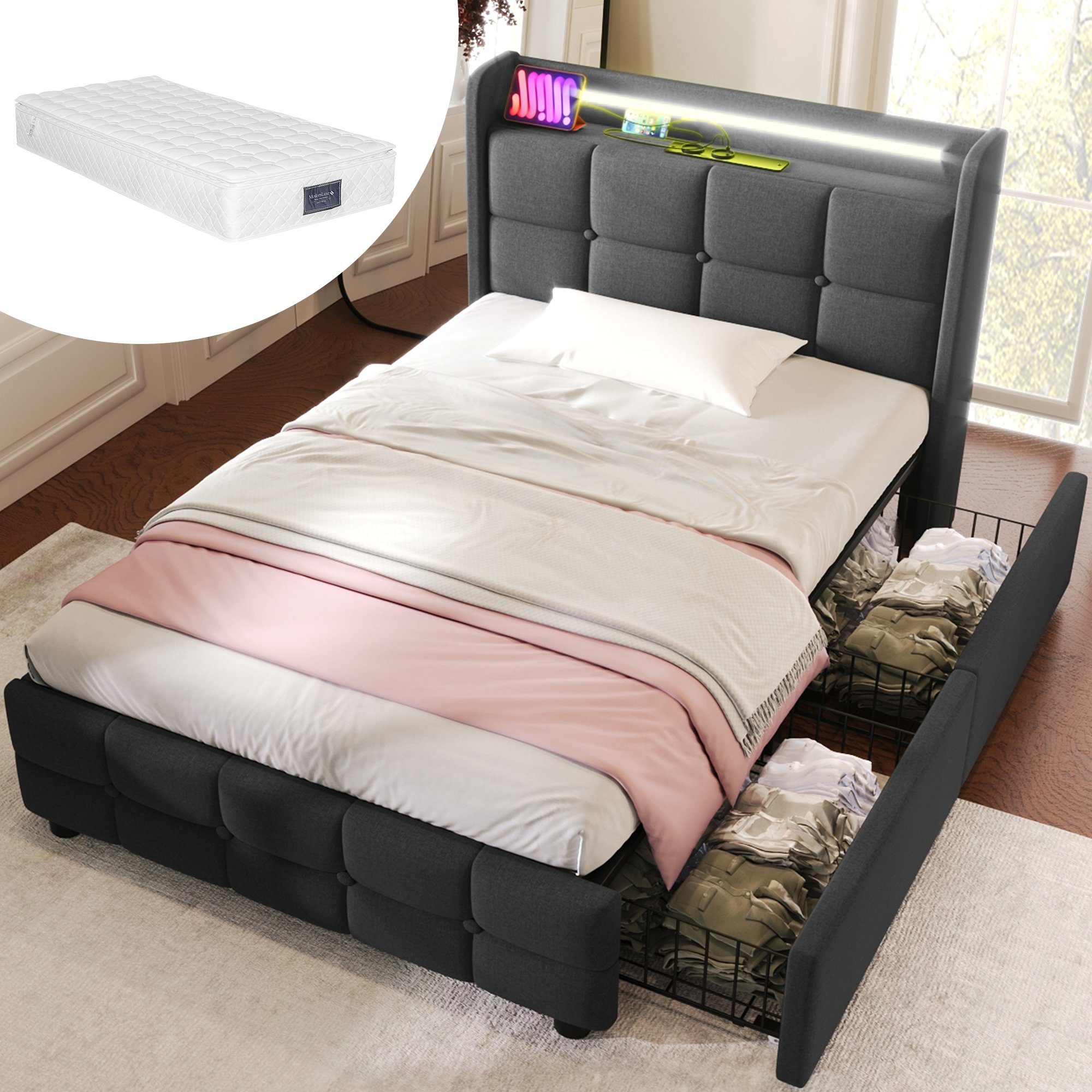 HAUSS SPOLE Polsterbett Polsterbett Einzelbett Funktionsbett günstig online kaufen