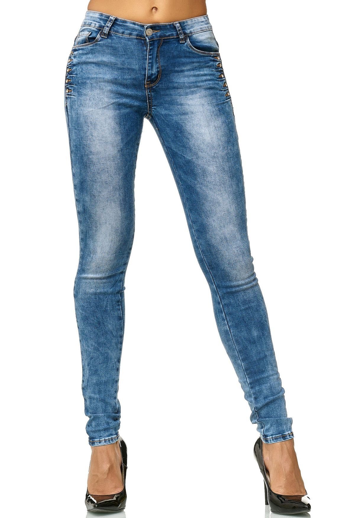 MiSS RJ Skinny-fit-Jeans »2561« Damen Skinny Jeans ADREY mit Glitzer