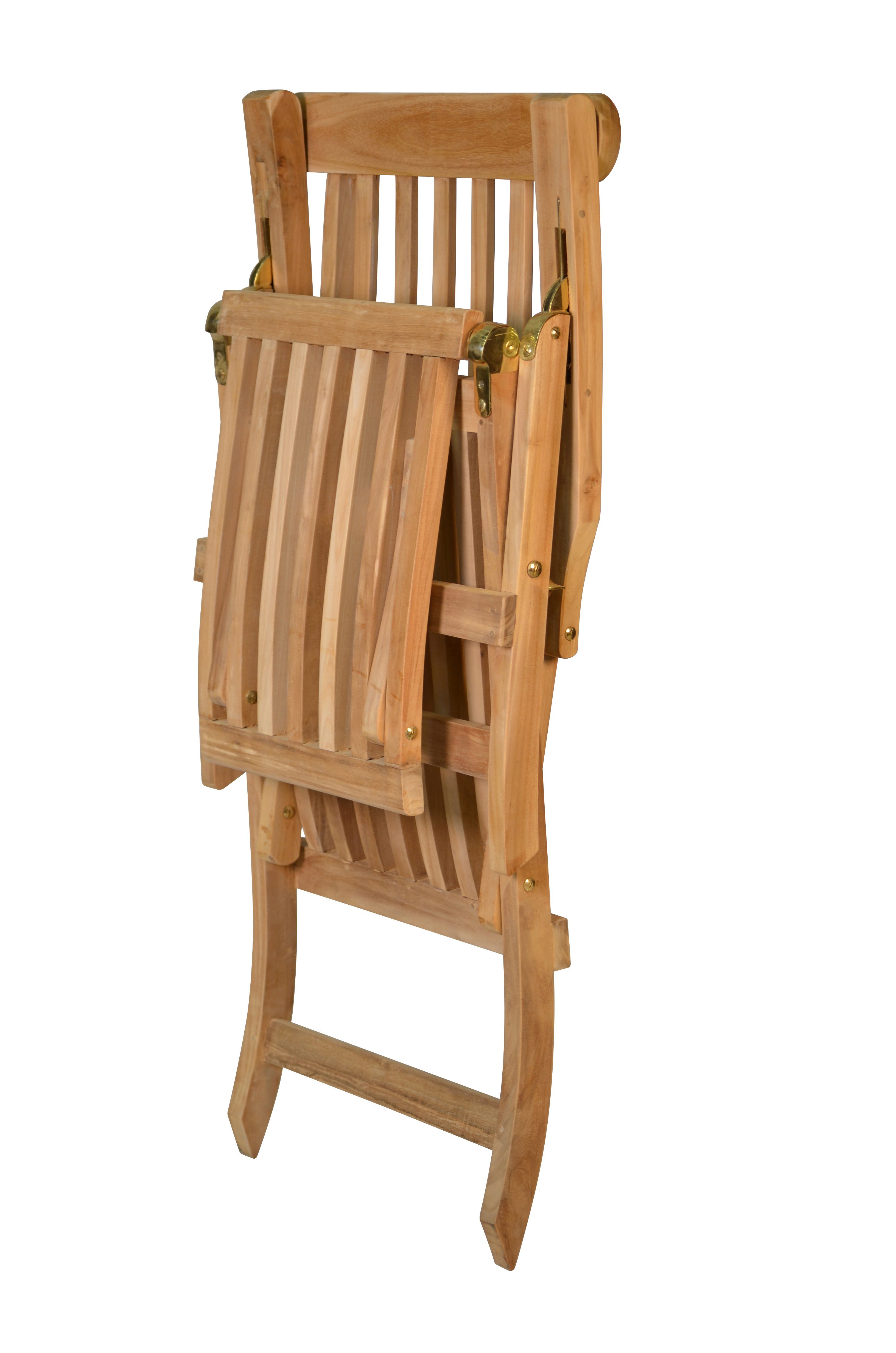 Kai Wiechmann Gartenliege Hochwertiger Teak Deckchair als wetterfester Liegestuhl, verstellbarer Teak Relaxsessel mit Fußablage