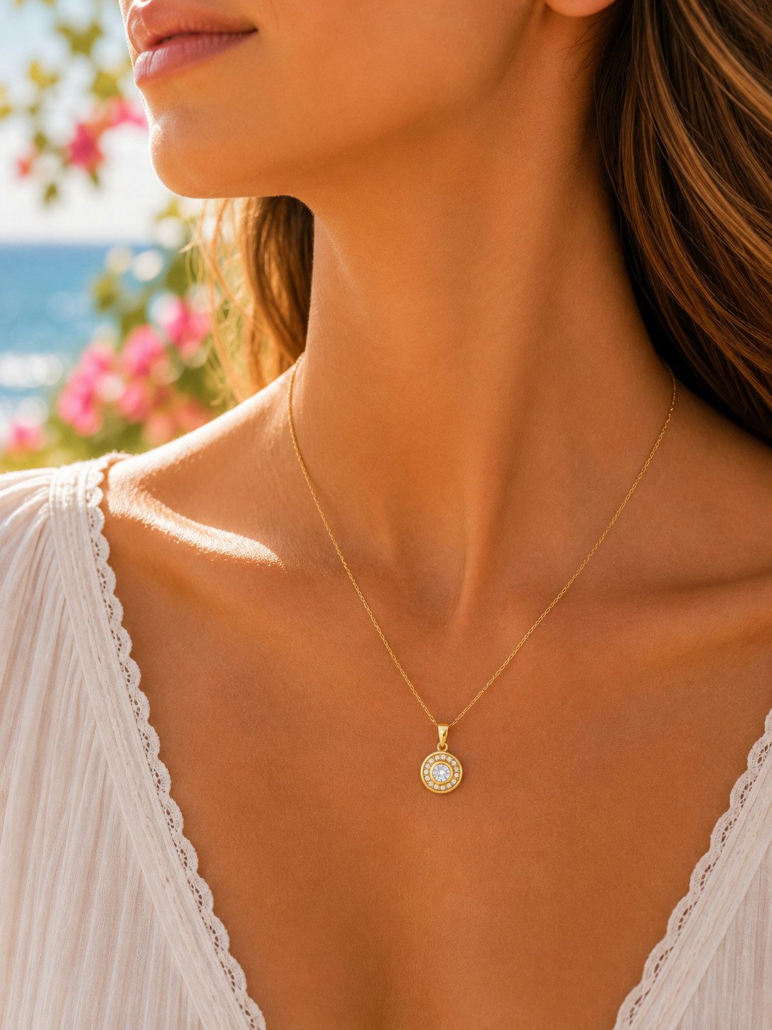 Lotus Kette mit Anhänger Silver Damen Halskette LP3105-1/2 Vergoldet Zirkonia 42+3 cm