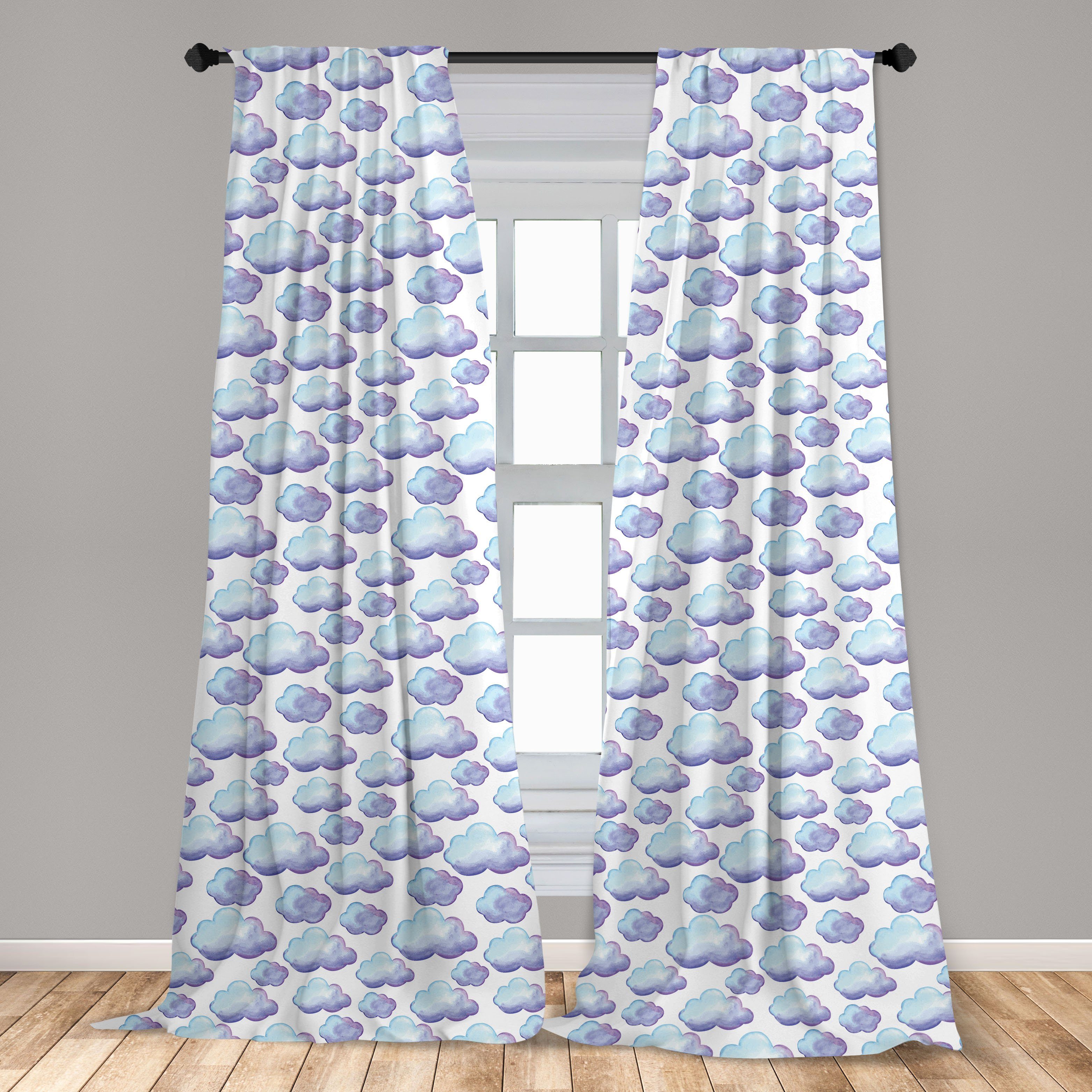 Aquarell Gardine Wolken Microfaser, Einfache Dekor, Vorhang Gradient Abakuhaus, Schlafzimmer für Wohnzimmer