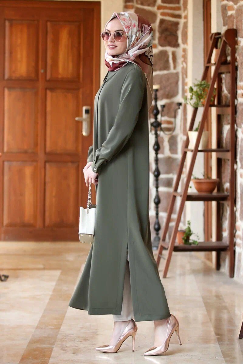 fashionshowcase Longtunika Langärmlige Damen Tunika Modest Fashion, Hijab geeignet Knitterarm, atmungsaktiv, blickdicht