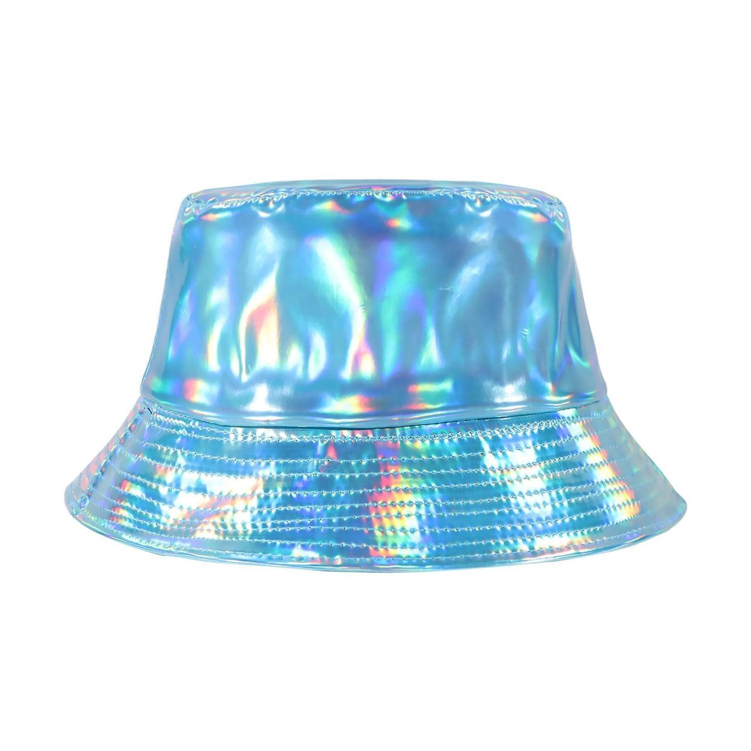 LuxusKollektion Fischerhut Bucket Hat Glitzer Metallisch Farbwechsel Hip Hop Unisex B6.Blau