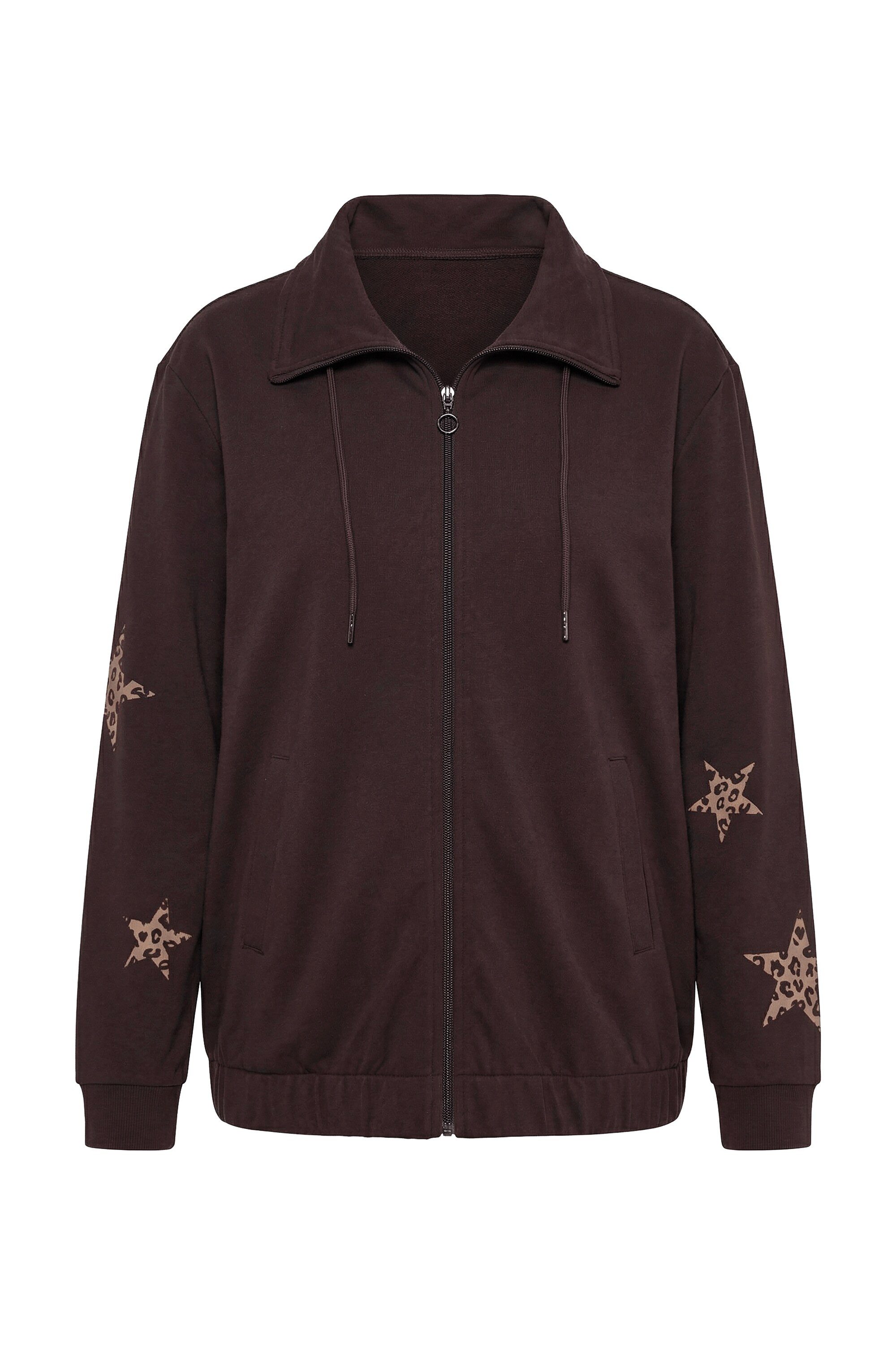 Ulla Popken Sweatjacke Sweatjacke Sterne Troyerkragen Langarm – Bild 2 von 4