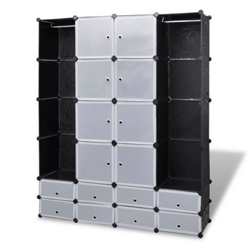 vidaXL Kleiderschrank Kleiderschrank Modularer Schrank mit 18 Fächern schwarz weiß 37x146x1