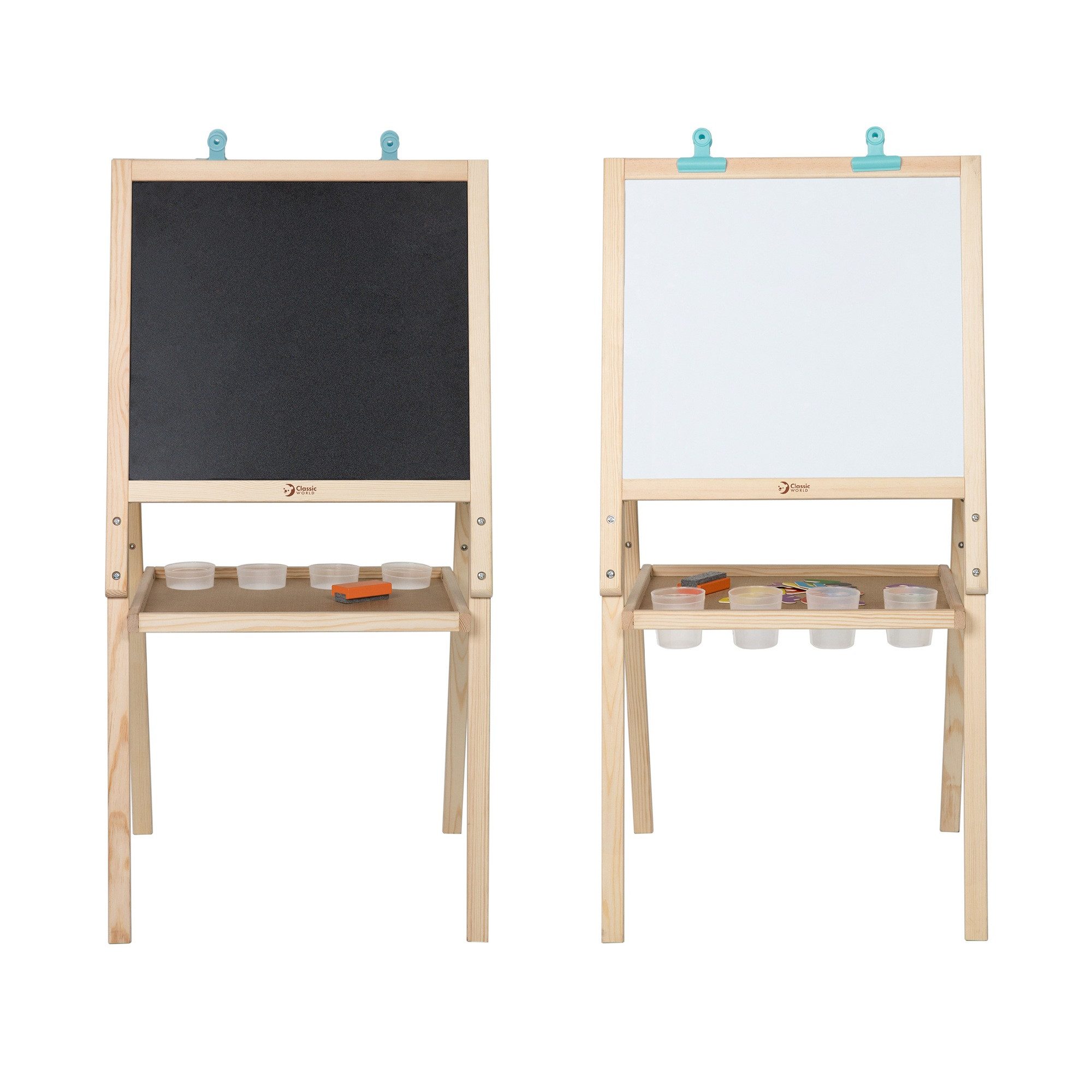 Classic World Lernspielzeug Classic World - Tafel 5-in-1 - 58x63x113cm - ab 3 Jahre (Tafel und Whiteboard, 1-St), Vorder- und Rückseite unterschiedlich
