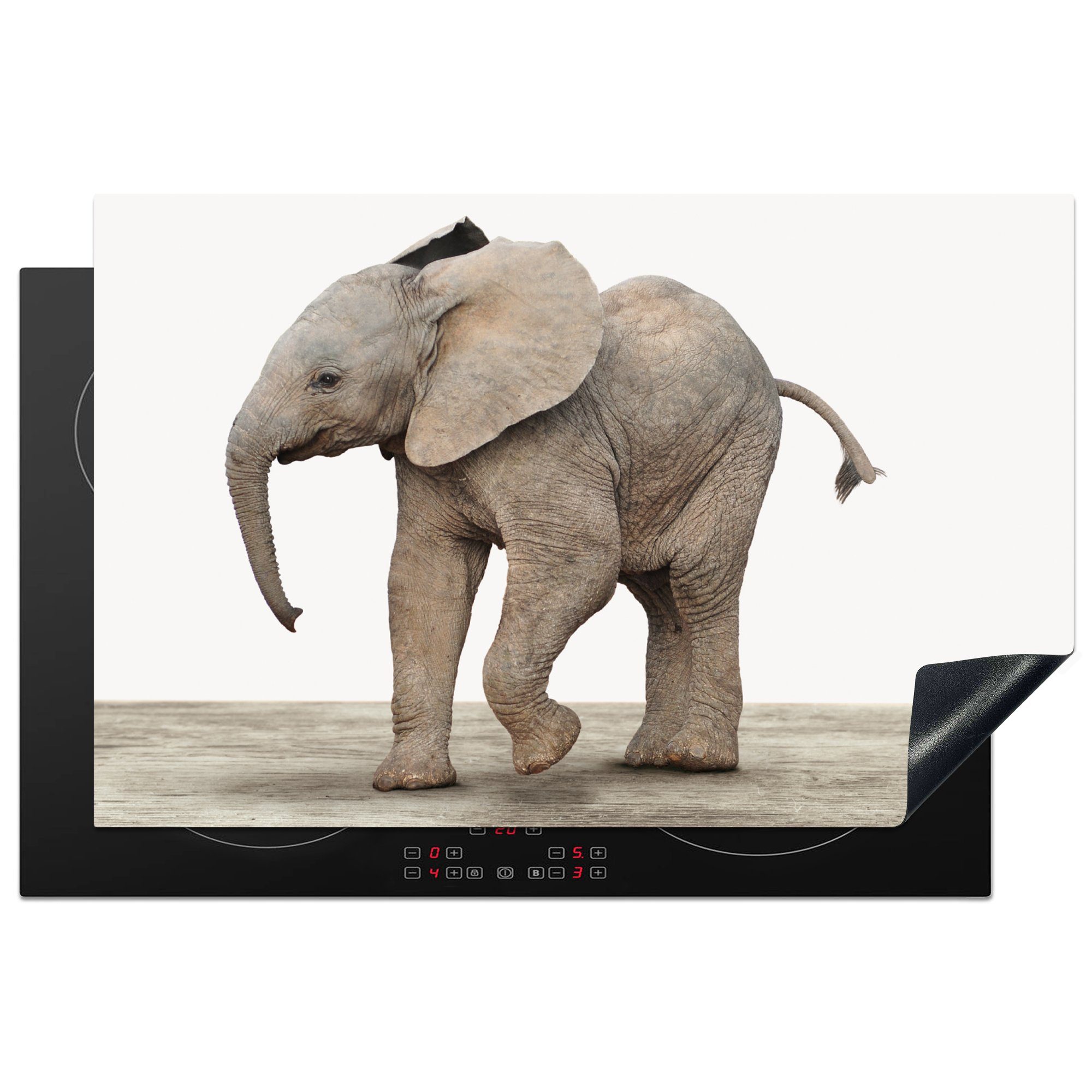 MuchoWow Herdblende-/Abdeckplatte Baby-Elefant - Tiere - Kinder - Mädchen - Jungen, Vinyl, (1 tlg), 81x52 cm, Ceranfeldabdeckung, Arbeitsplatte für küche