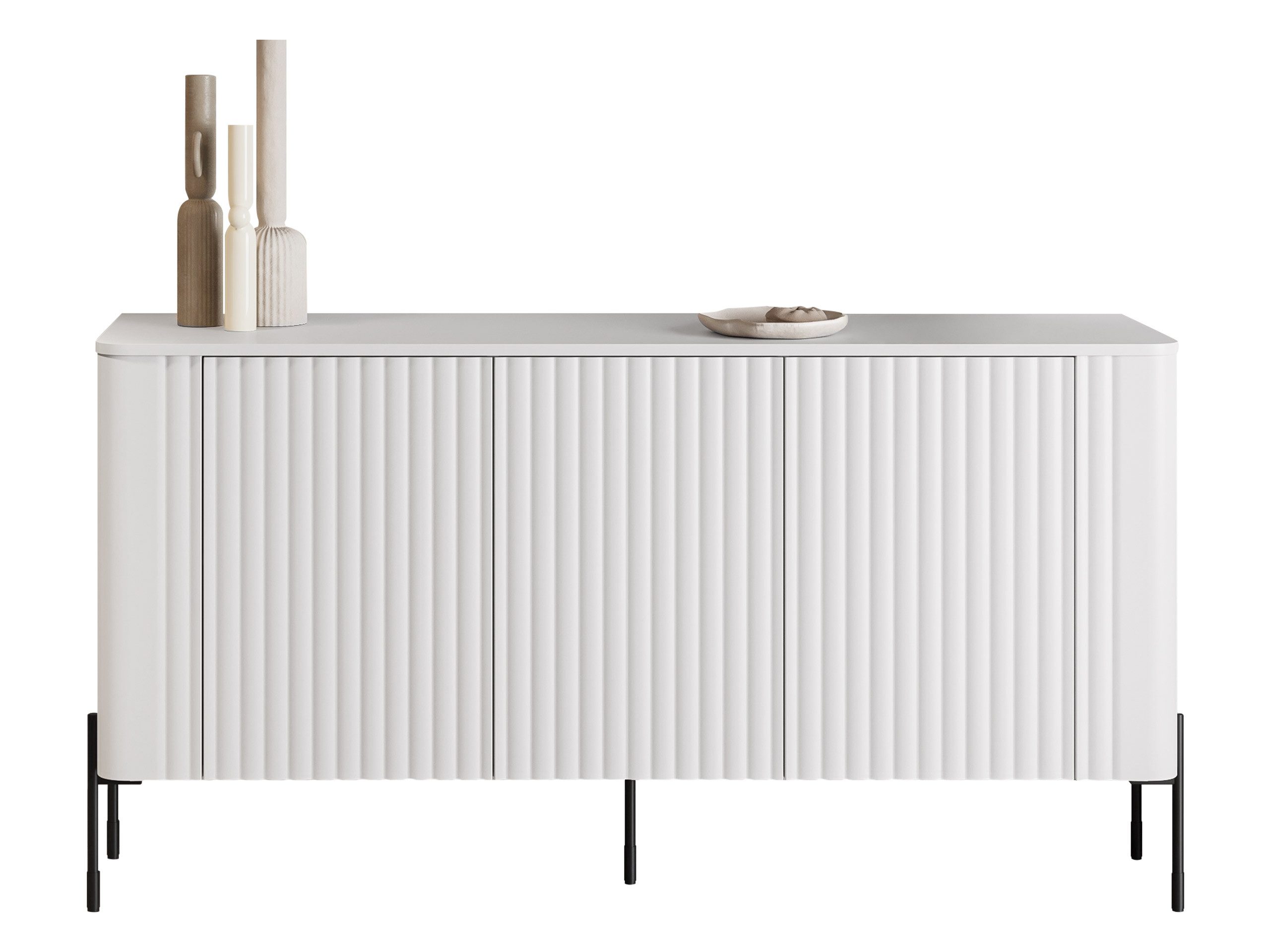 MIRJAN24 Kommode Vera 150 (mit drei Drehtüren), Metallfüße, Griffloses Öffnungssystem