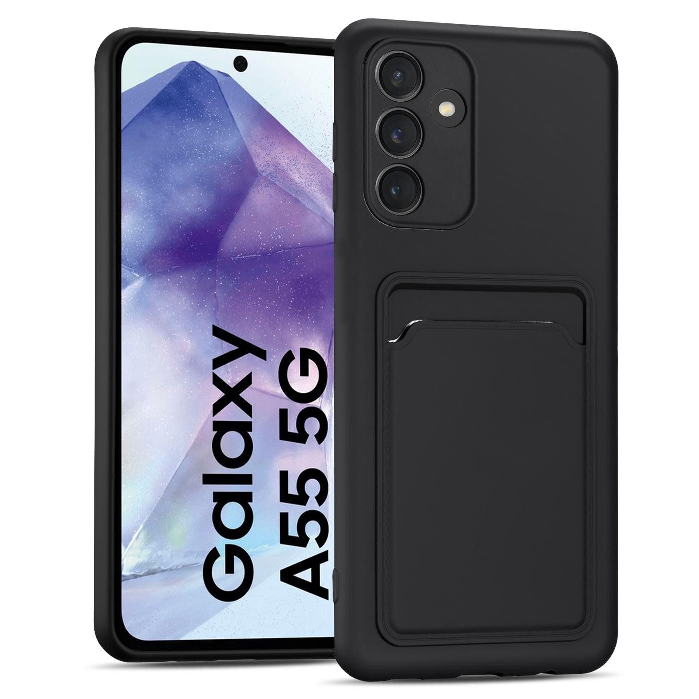 CoolGadget Handyhülle Card Case Handy Tasche für Samsung Galaxy A55 5G 6,6 Zoll, Silikon Slim Schutzhülle mit Kartenfach für Samsung A55 5G Hülle