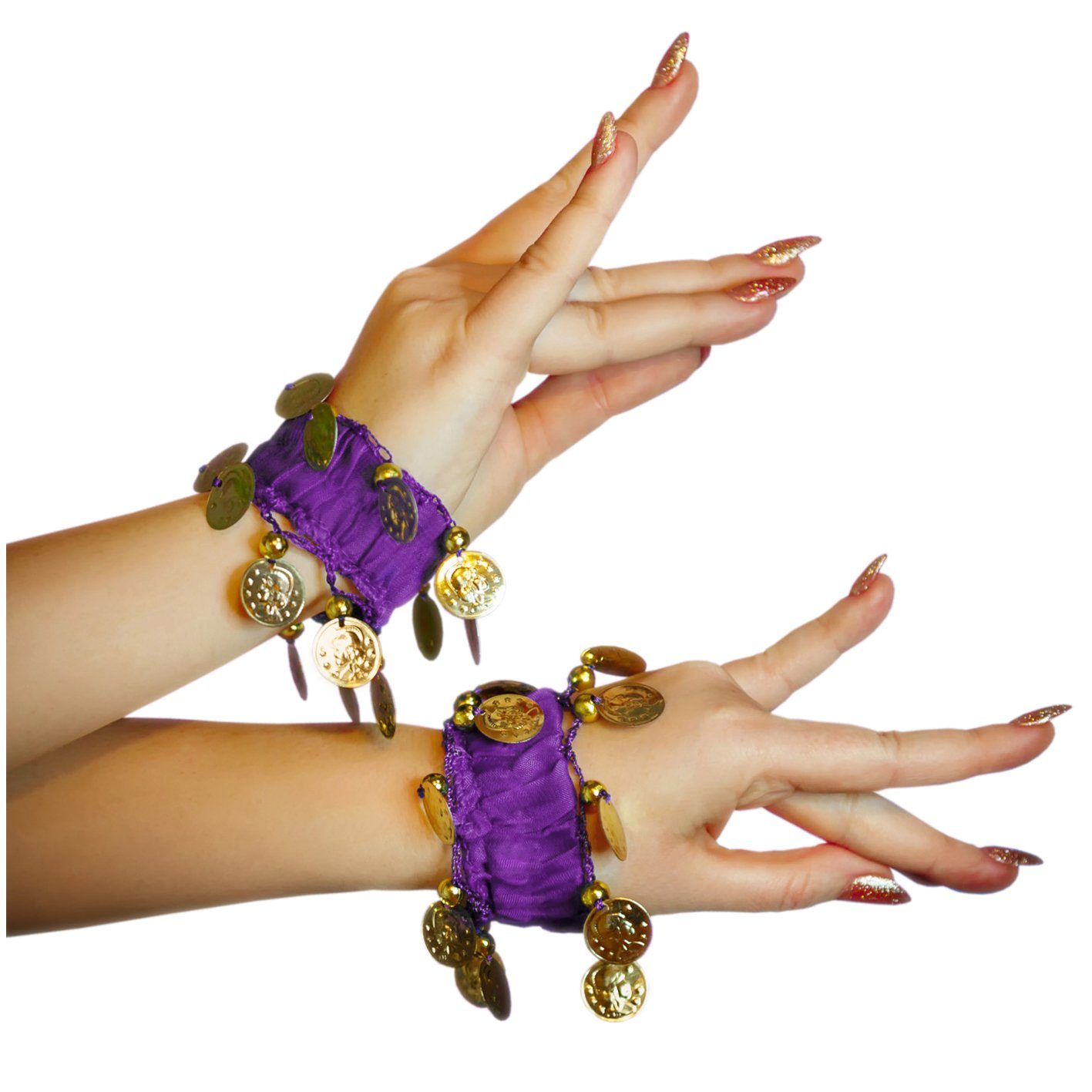 Dance Belly Armbänder lila (Paar) Fasching MyBeautyworld24 Handkette Armband