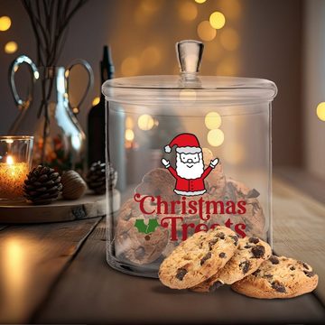 GRAVURZEILE Keksdose mit UV-Druck - Christmas Treats - Keksdose mit luftdichtem Deckel, Glas, Handgefertigte Glasdose für Partner, Freunde & Familie zu Weihnachten